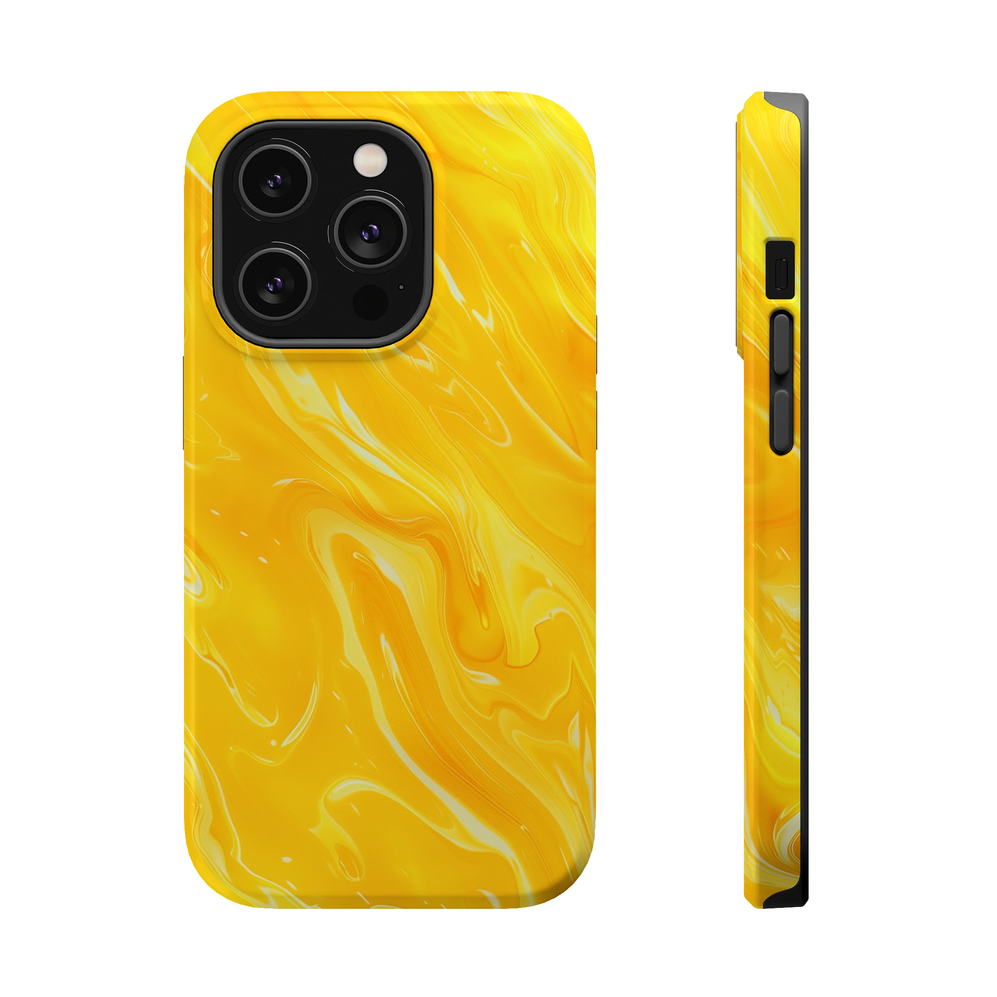 STIKISS™ Abstract Yellow colored marble graphic iPhone MagSafe Tough Case