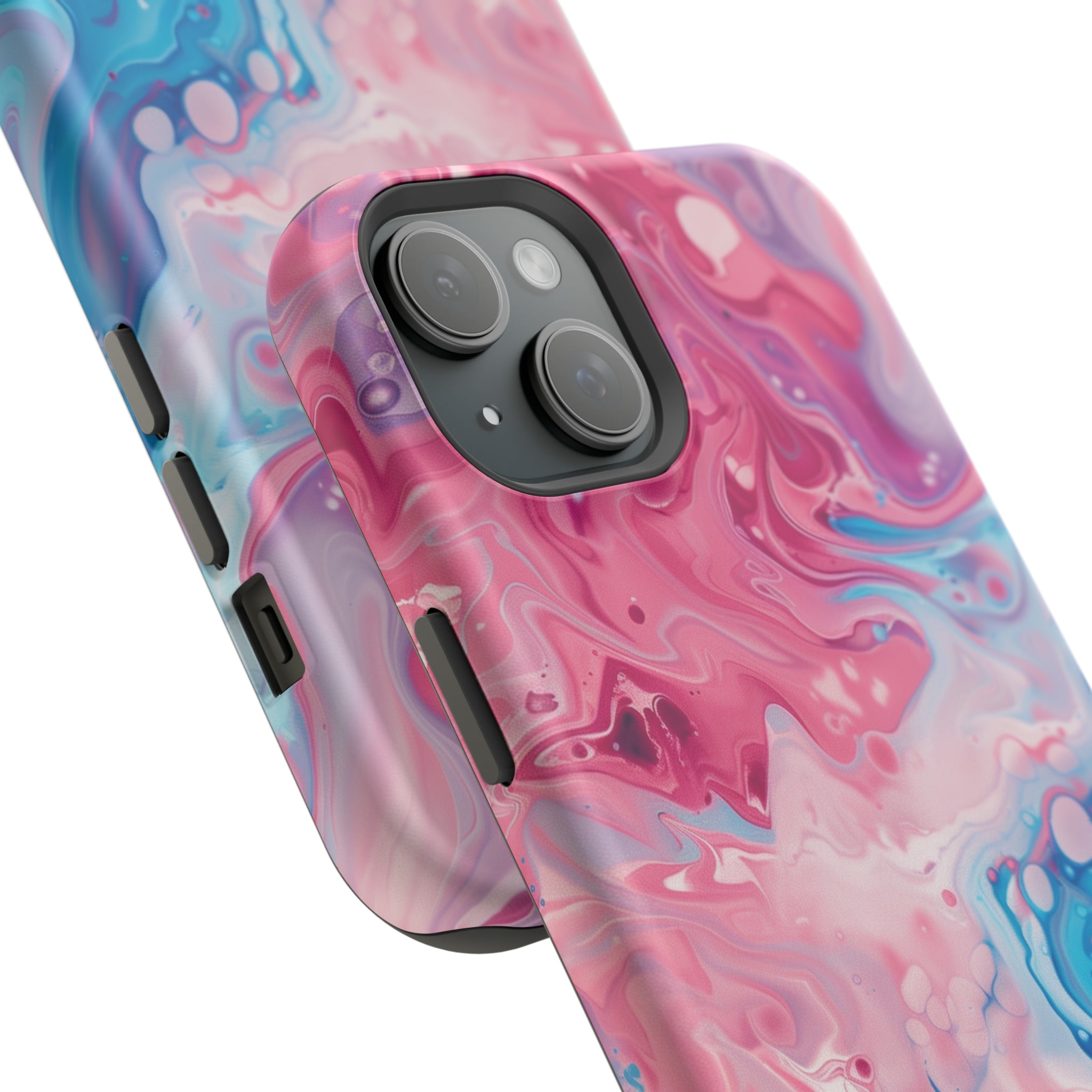 STIKISS™ Abstract Pink blue colored marble graphic iPhone MagSafe Tough Case