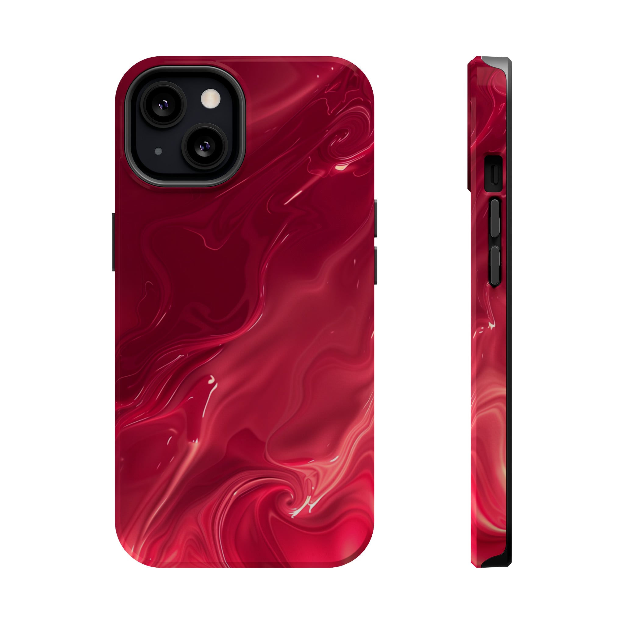 STIKISS™ Abstract Red colored marble graphic iPhone MagSafe Tough Case