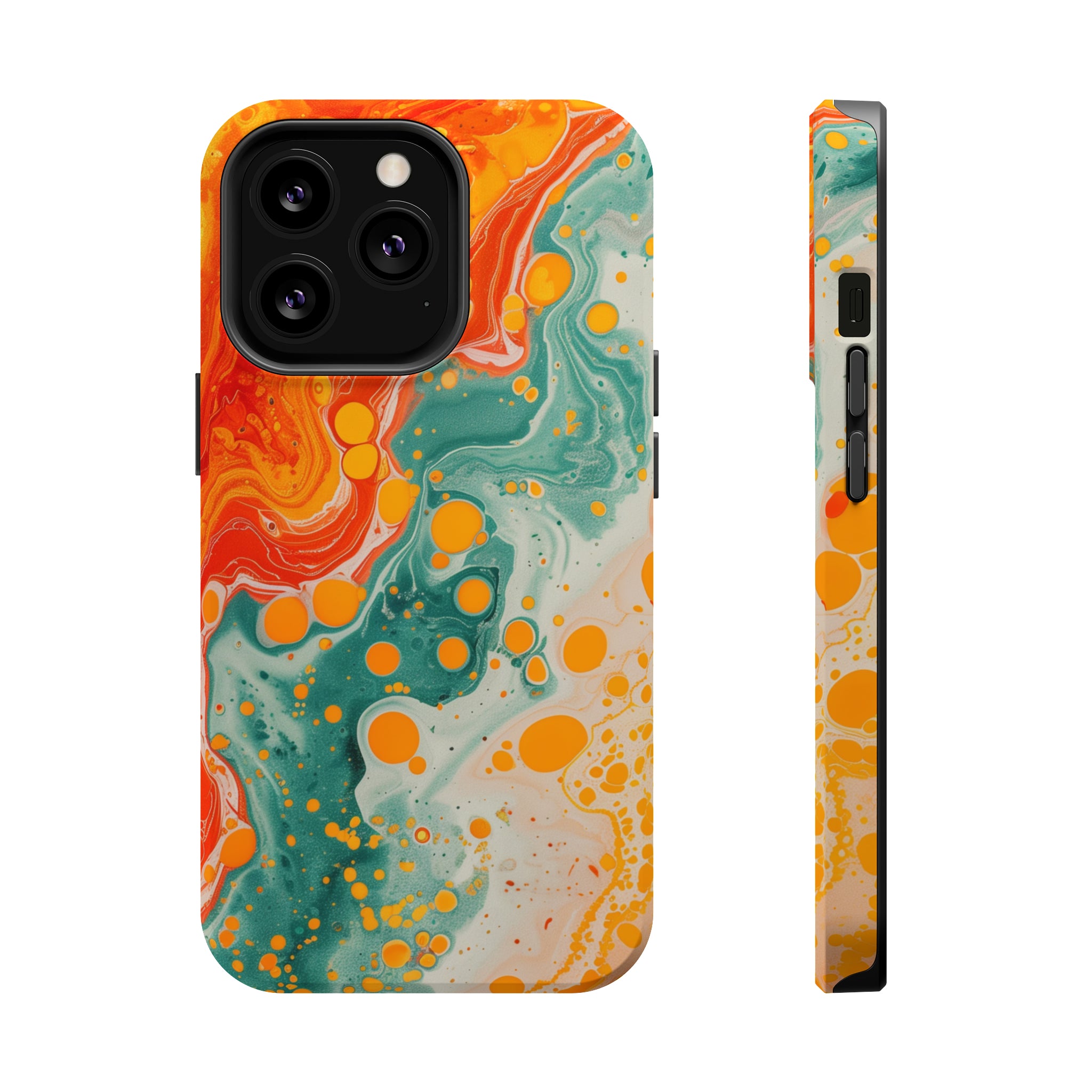 STIKISS™ Abstract Orange colored marble graphic iPhone MagSafe Tough Case