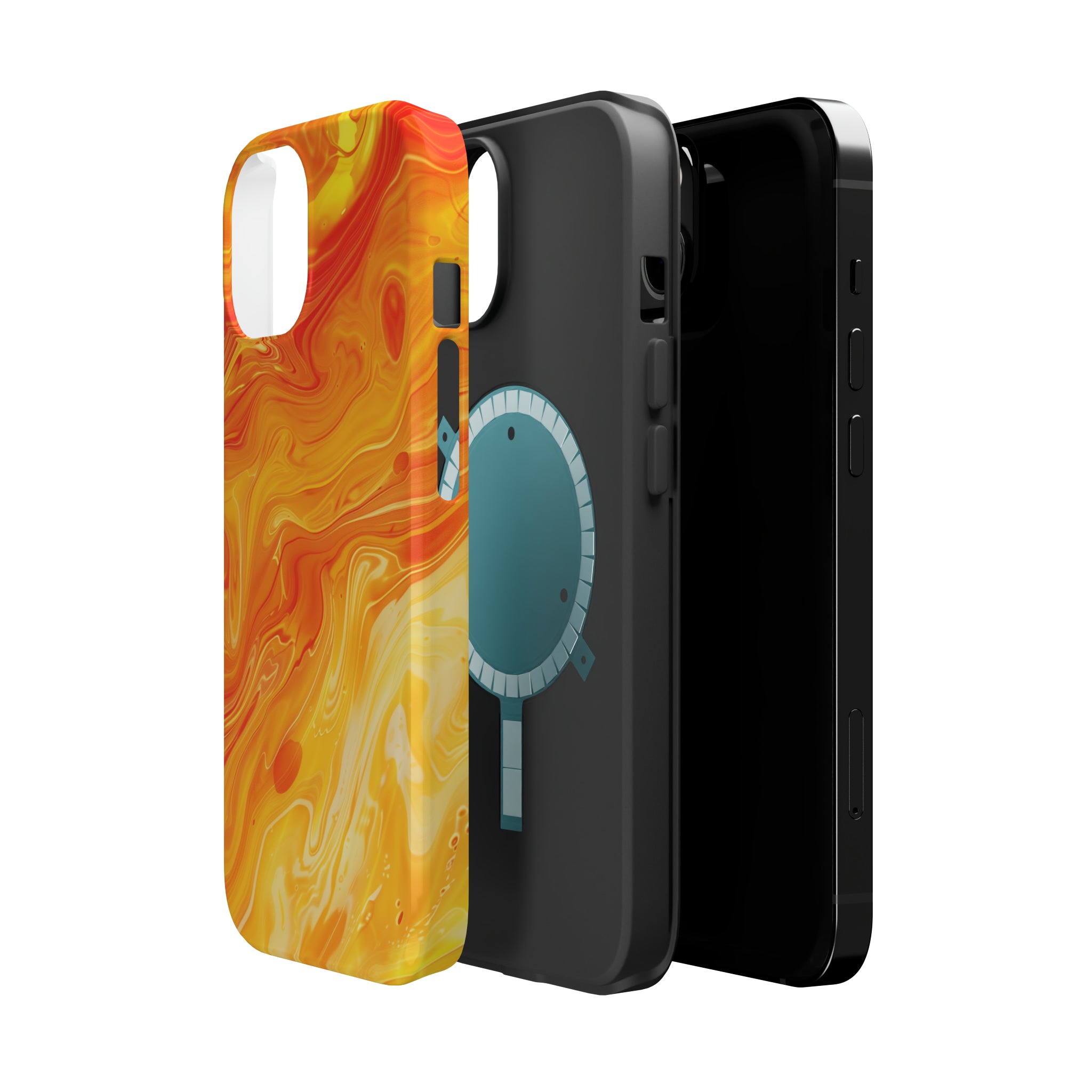 STIKISS™ Abstract Orange yellow colored marble graphic iPhone MagSafe Tough Case