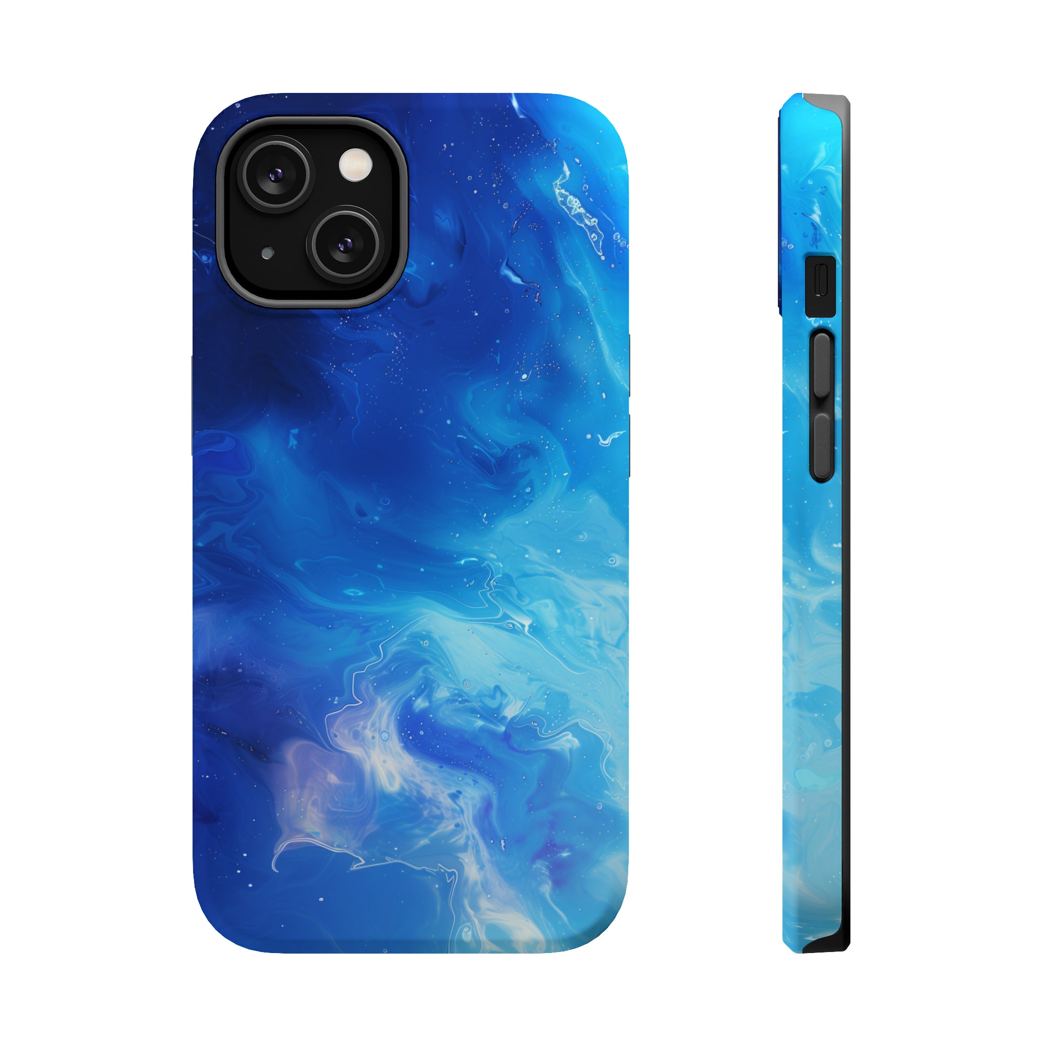 STIKISS™ Abstract Blue ocean colored marble graphic iPhone MagSafe Tough Case