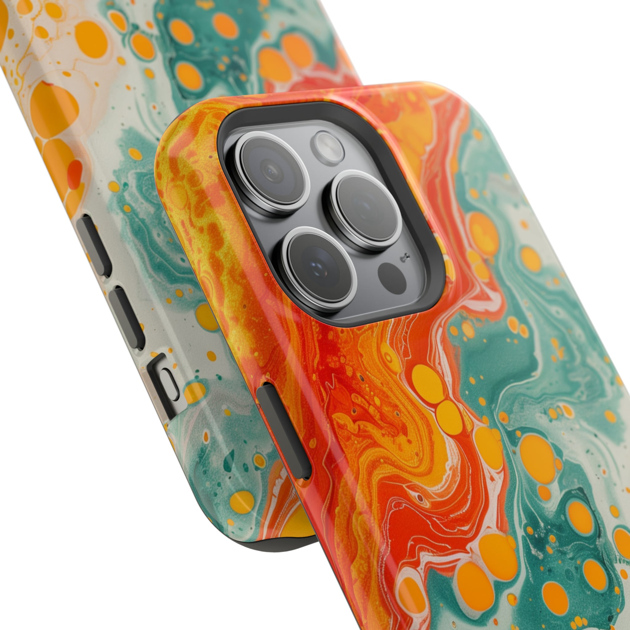 STIKISS™ Abstract Orange colored marble graphic iPhone MagSafe Tough Case