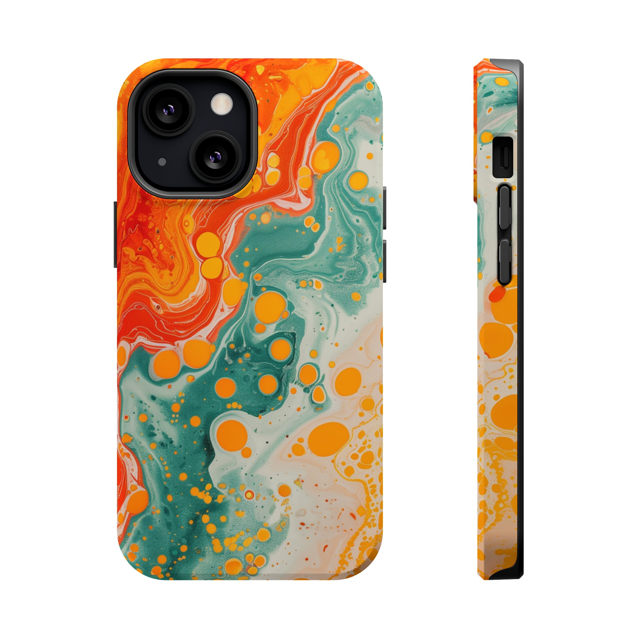 STIKISS™ Abstract Orange colored marble graphic iPhone MagSafe Tough Case