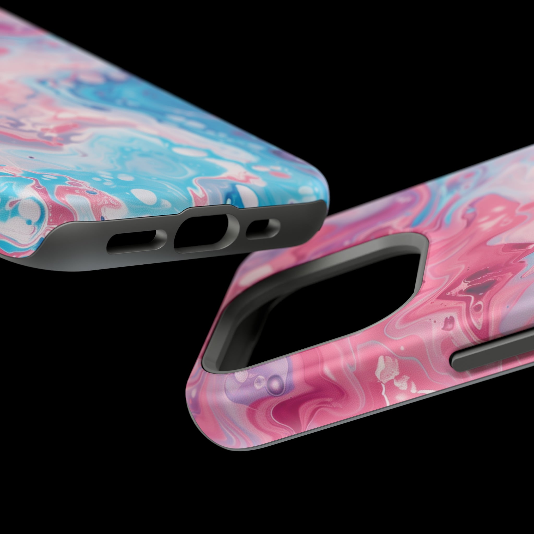 STIKISS™ Abstract Pink blue colored marble graphic iPhone MagSafe Tough Case