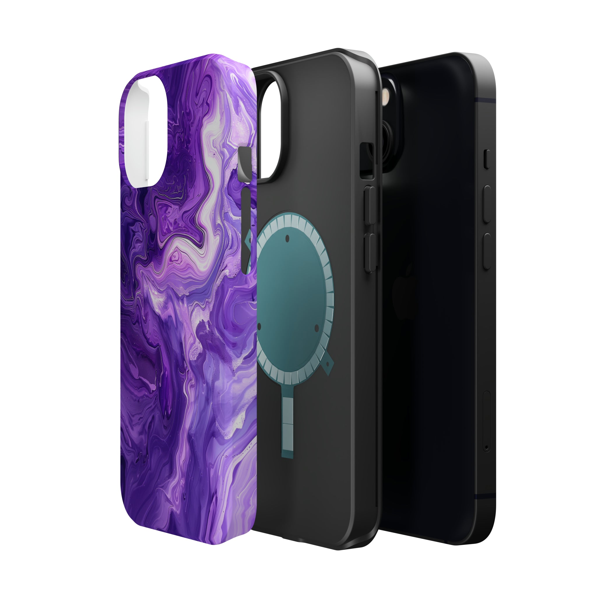 STIKISS™ Abstract Purple colored marble graphic iPhone MagSafe Tough Case