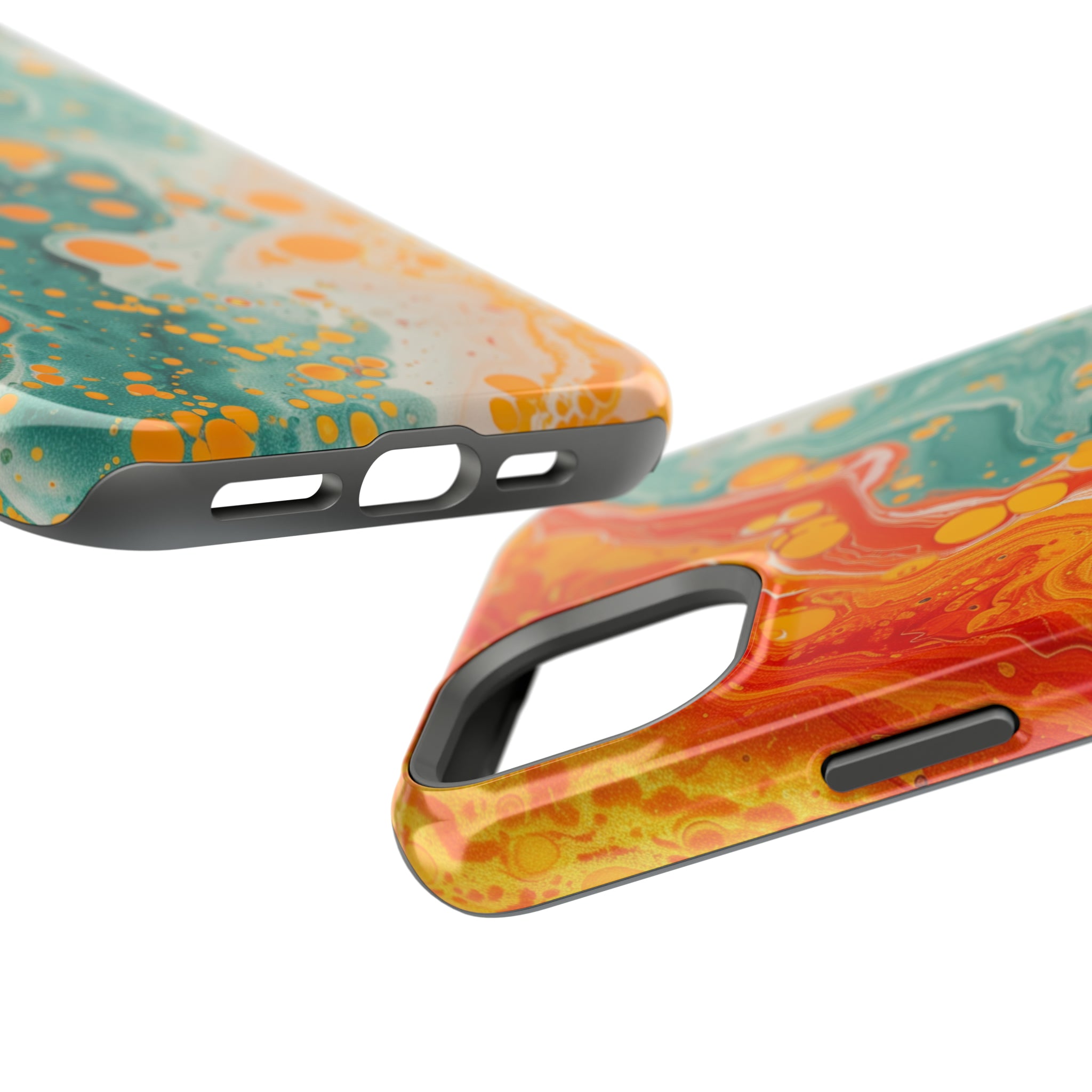 STIKISS™ Abstract Orange colored marble graphic iPhone MagSafe Tough Case