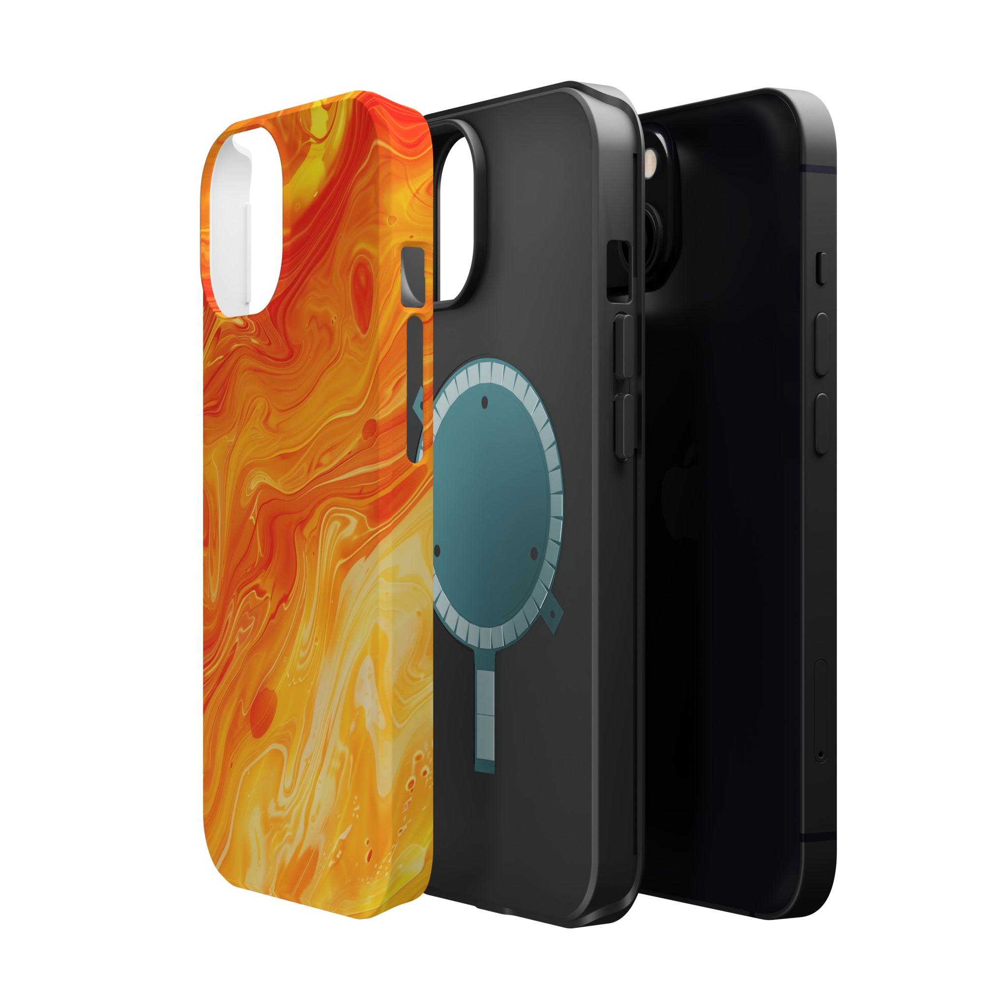 STIKISS™ Abstract Orange yellow colored marble graphic iPhone MagSafe Tough Case