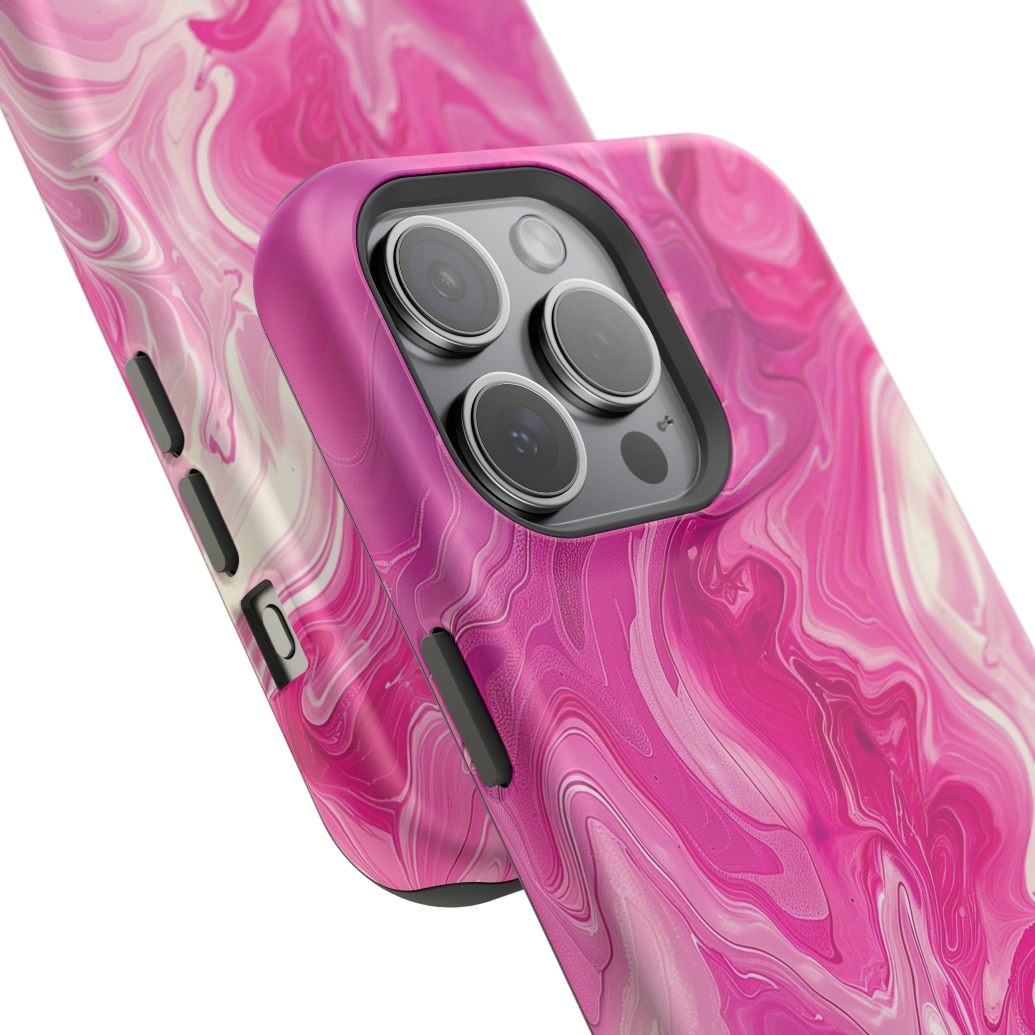 STIKISS™ Abstract Pink colored marble graphic iPhone MagSafe Tough Case