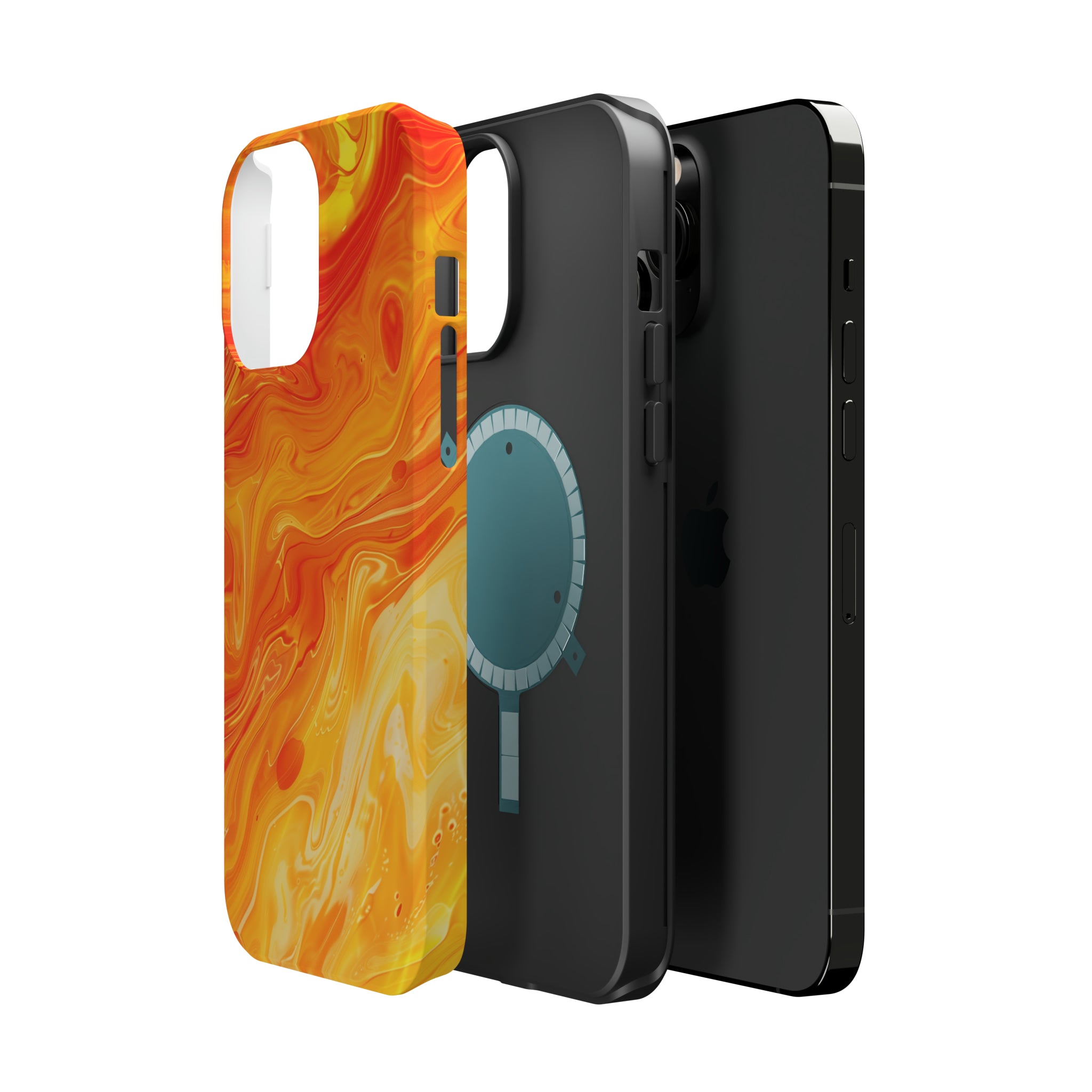 STIKISS™ Abstract Orange yellow colored marble graphic iPhone MagSafe Tough Case