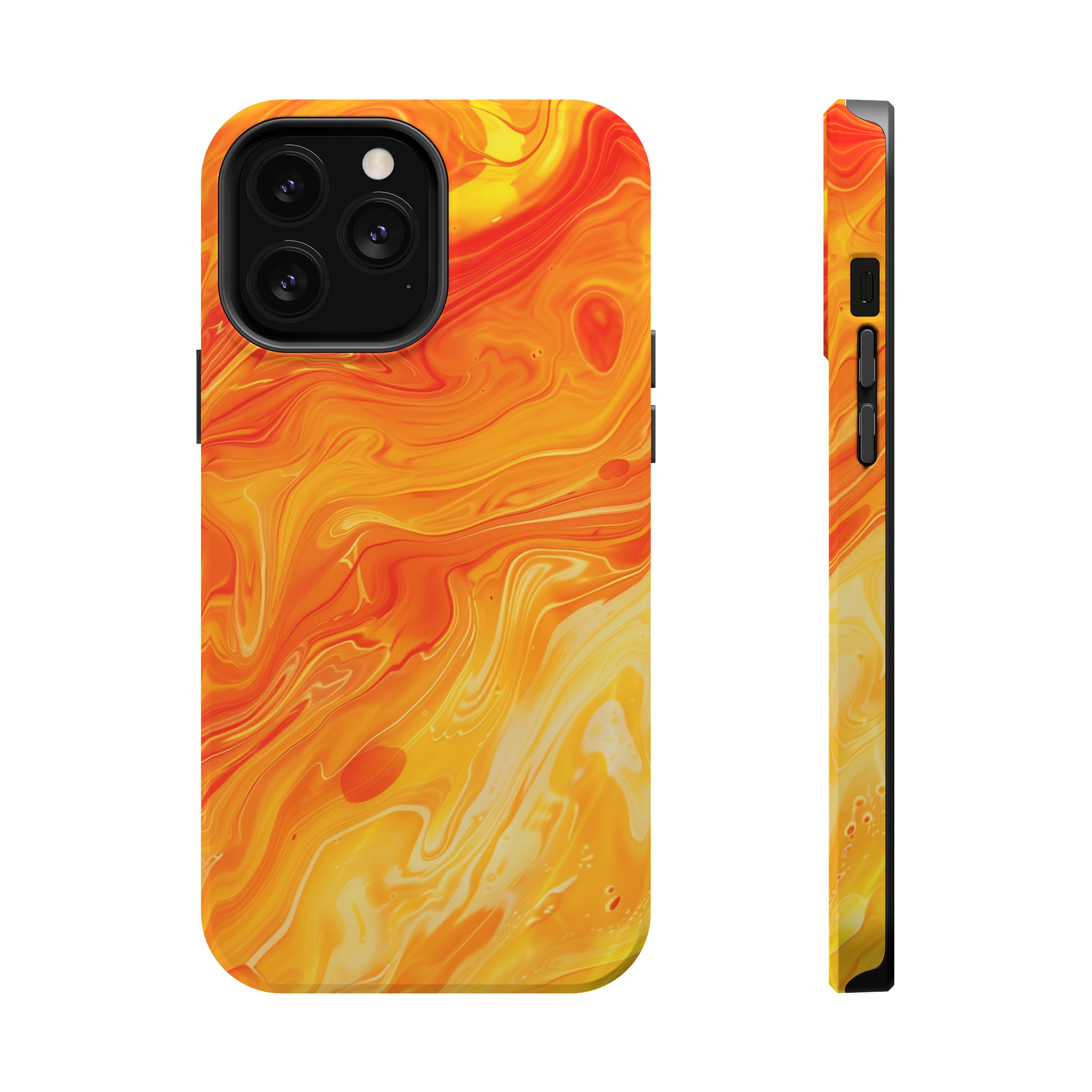 STIKISS™ Abstract Orange yellow colored marble graphic iPhone MagSafe Tough Case