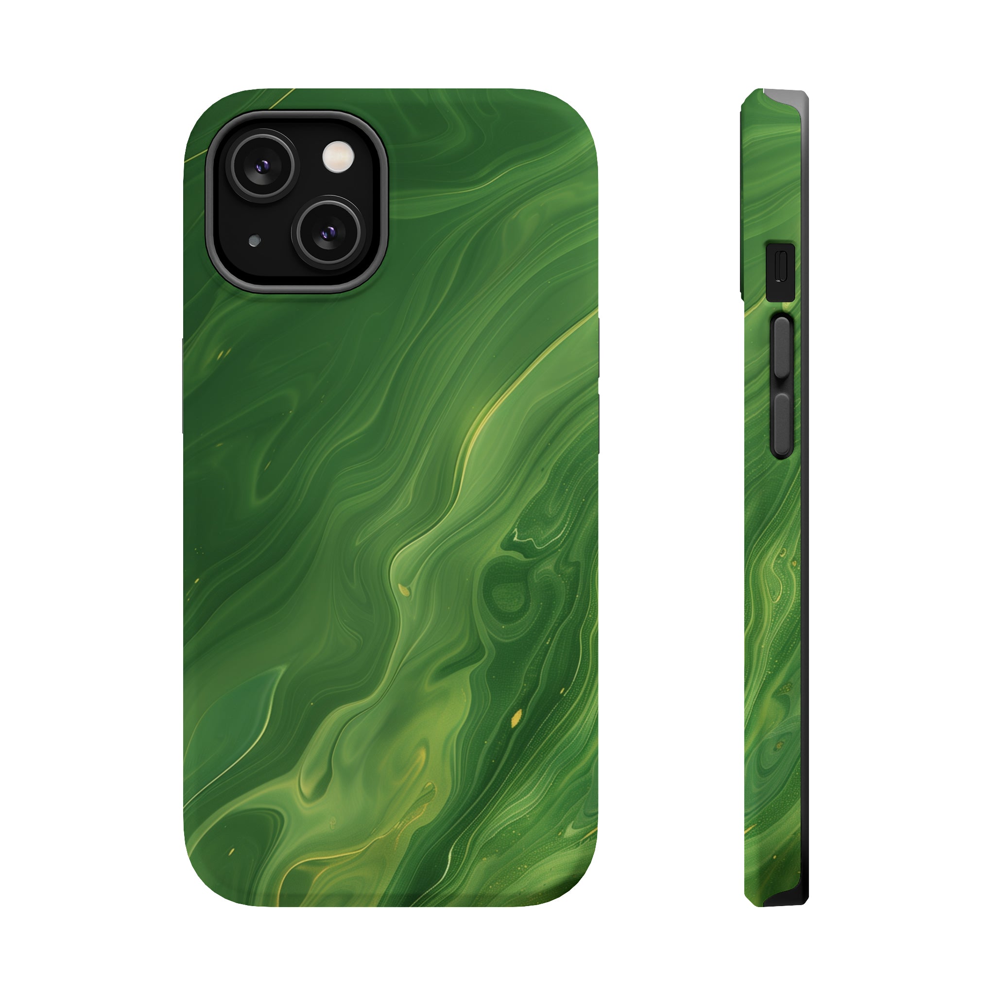 STIKISS™ Abstract Olive colored marble graphic iPhone MagSafe Tough Case