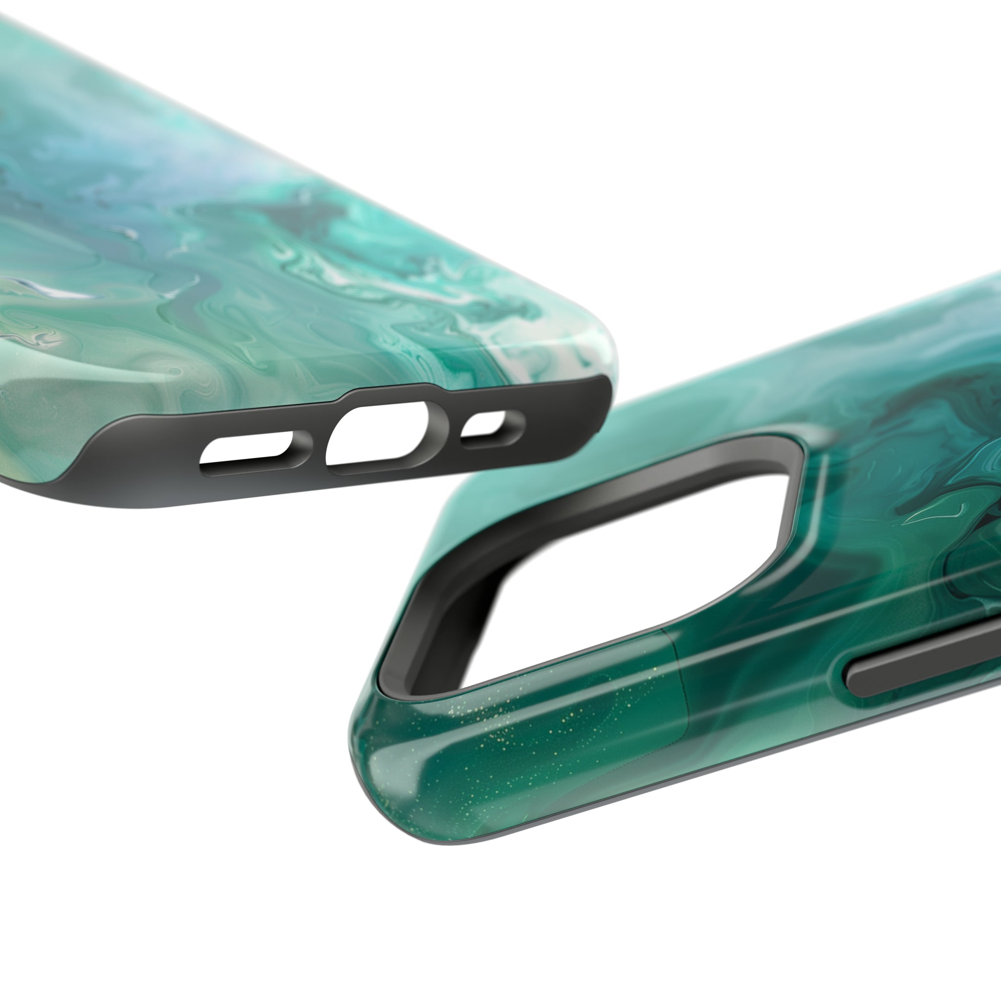 STIKISS™ Abstract Blue green colored marble graphic iPhone MagSafe Tough Case