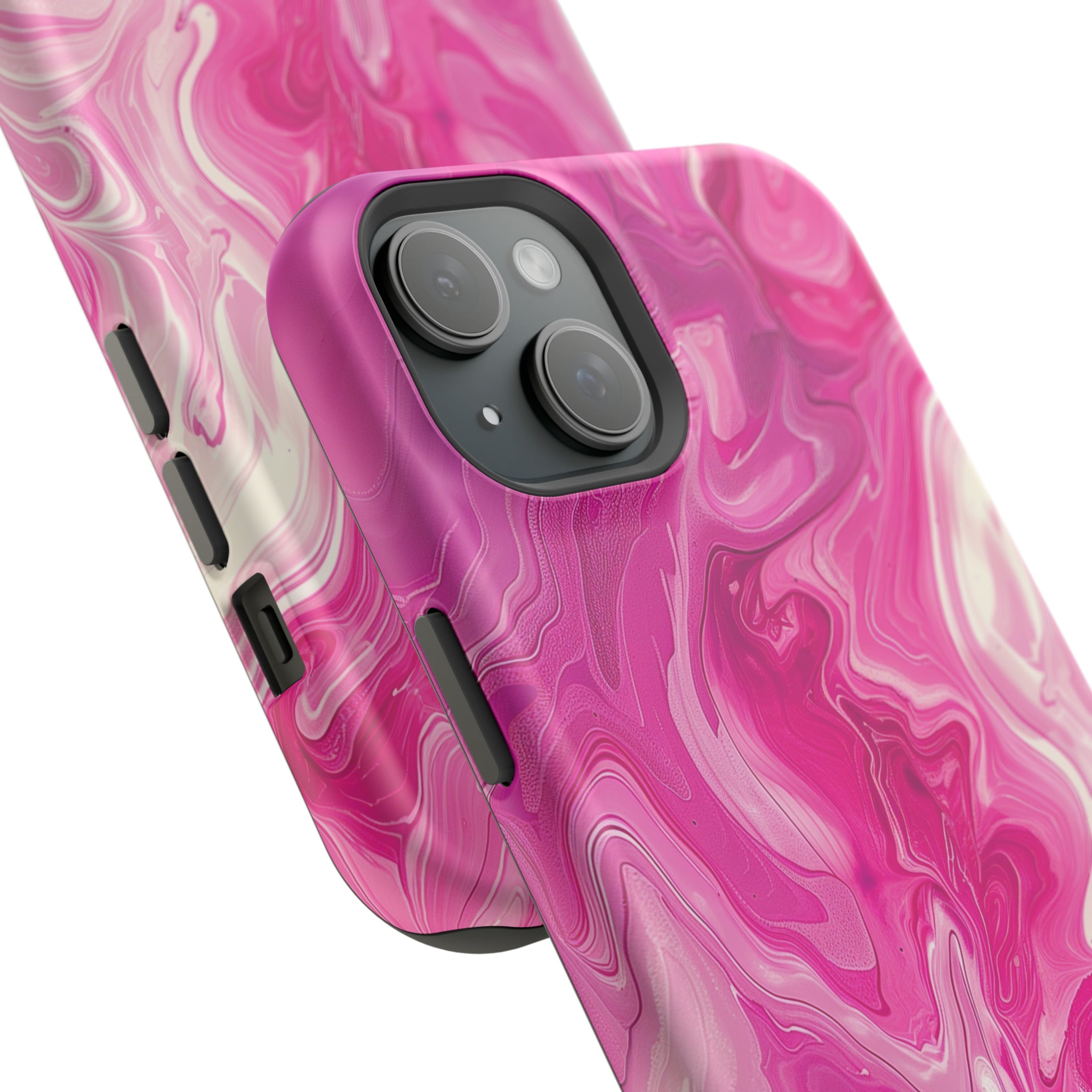 STIKISS™ Abstract Pink colored marble graphic iPhone MagSafe Tough Case