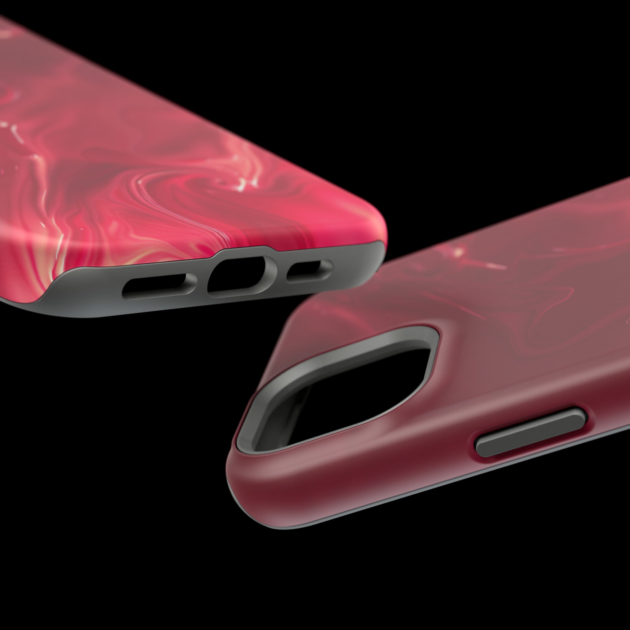 STIKISS™ Abstract Red colored marble graphic iPhone MagSafe Tough Case