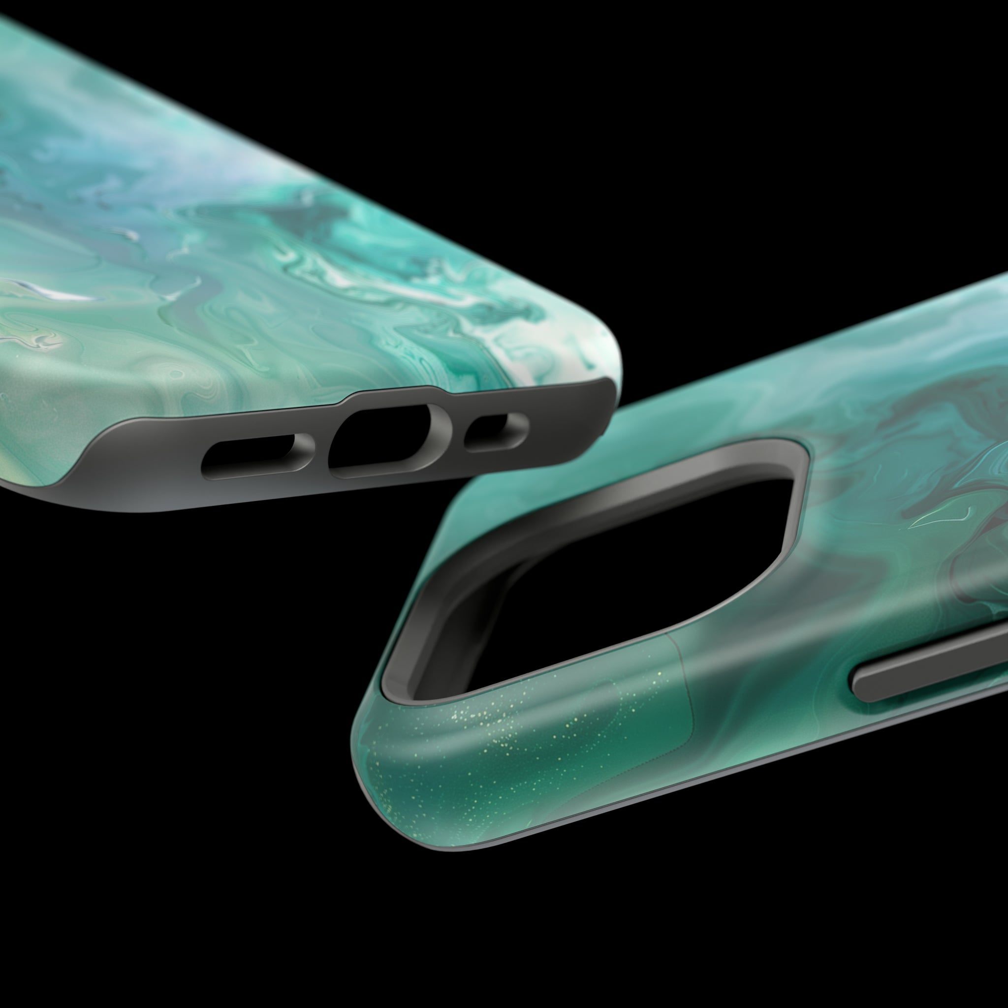 STIKISS™ Abstract Blue green colored marble graphic iPhone MagSafe Tough Case