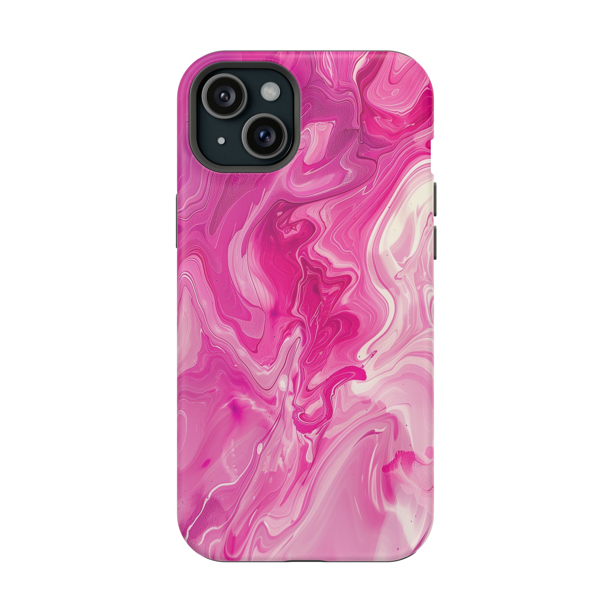 STIKISS™ Abstract Pink colored marble graphic iPhone MagSafe Tough Case