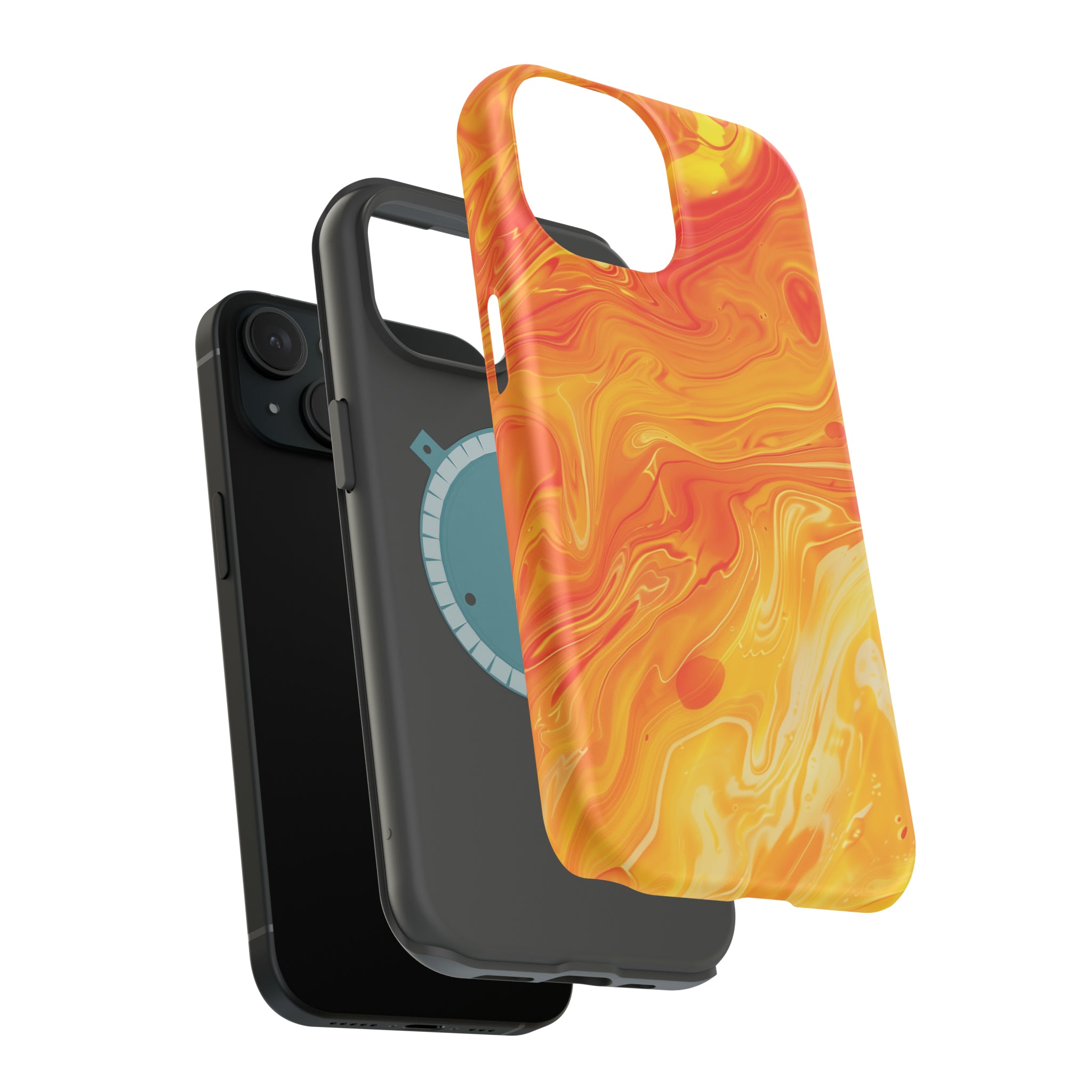 STIKISS™ Abstract Orange yellow colored marble graphic iPhone MagSafe Tough Case