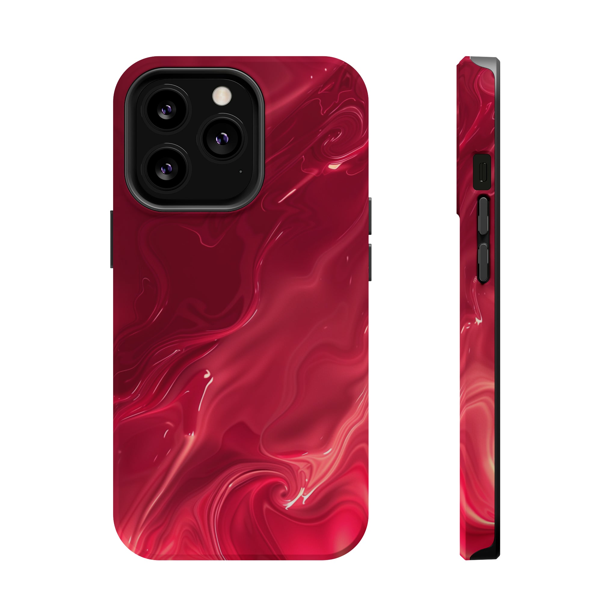 STIKISS™ Abstract Red colored marble graphic iPhone MagSafe Tough Case