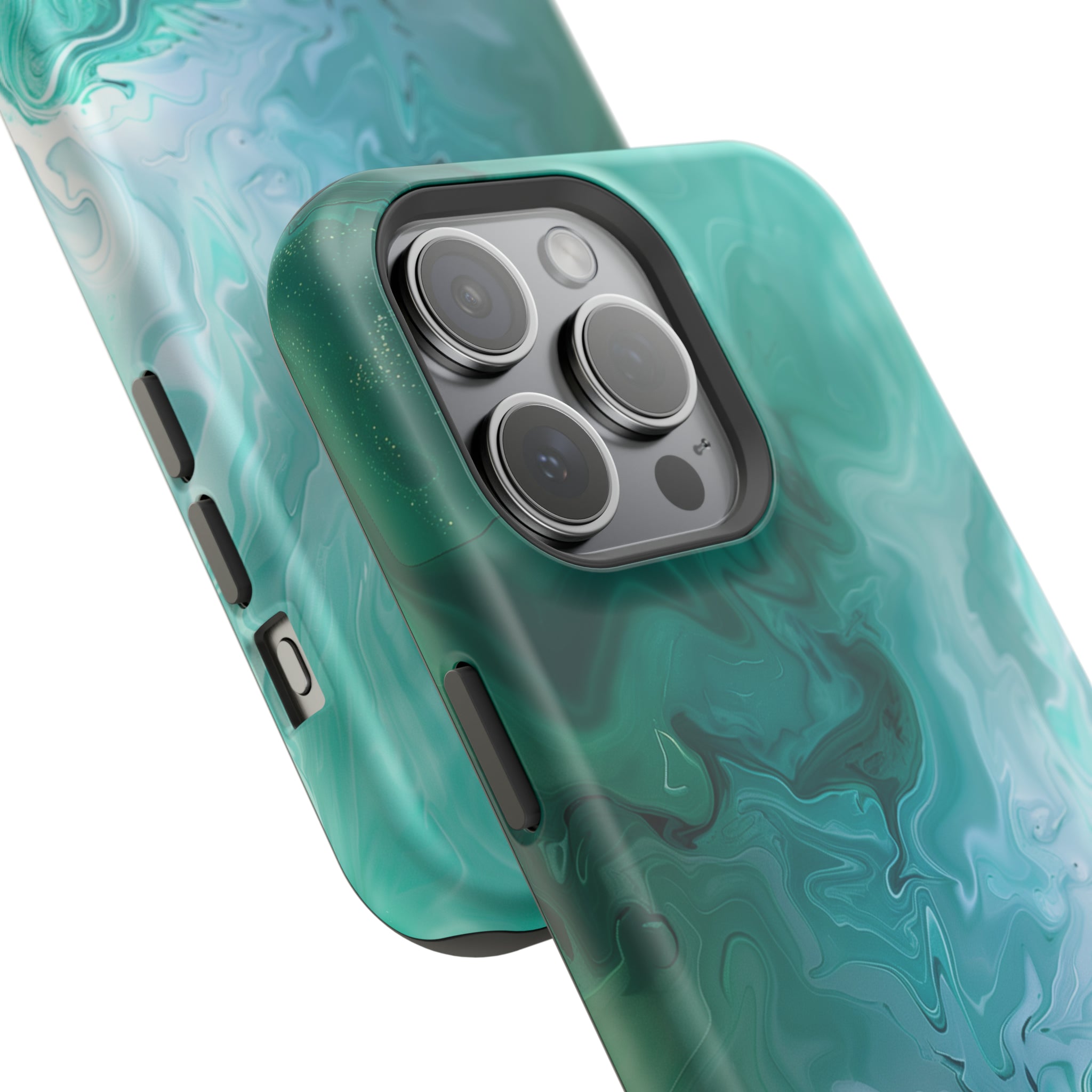 STIKISS™ Abstract Blue green colored marble graphic iPhone MagSafe Tough Case