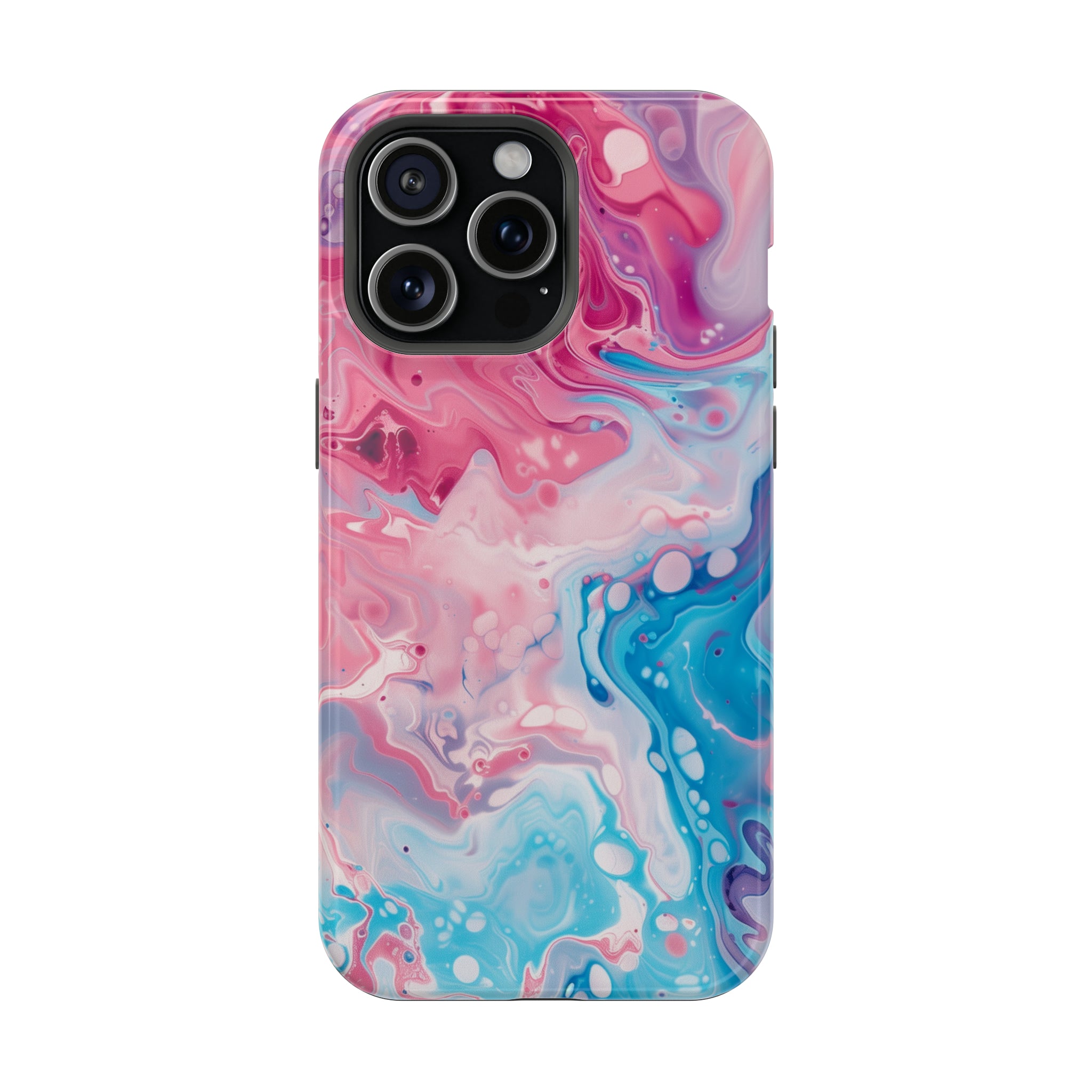 STIKISS™ Abstract Pink blue colored marble graphic iPhone MagSafe Tough Case