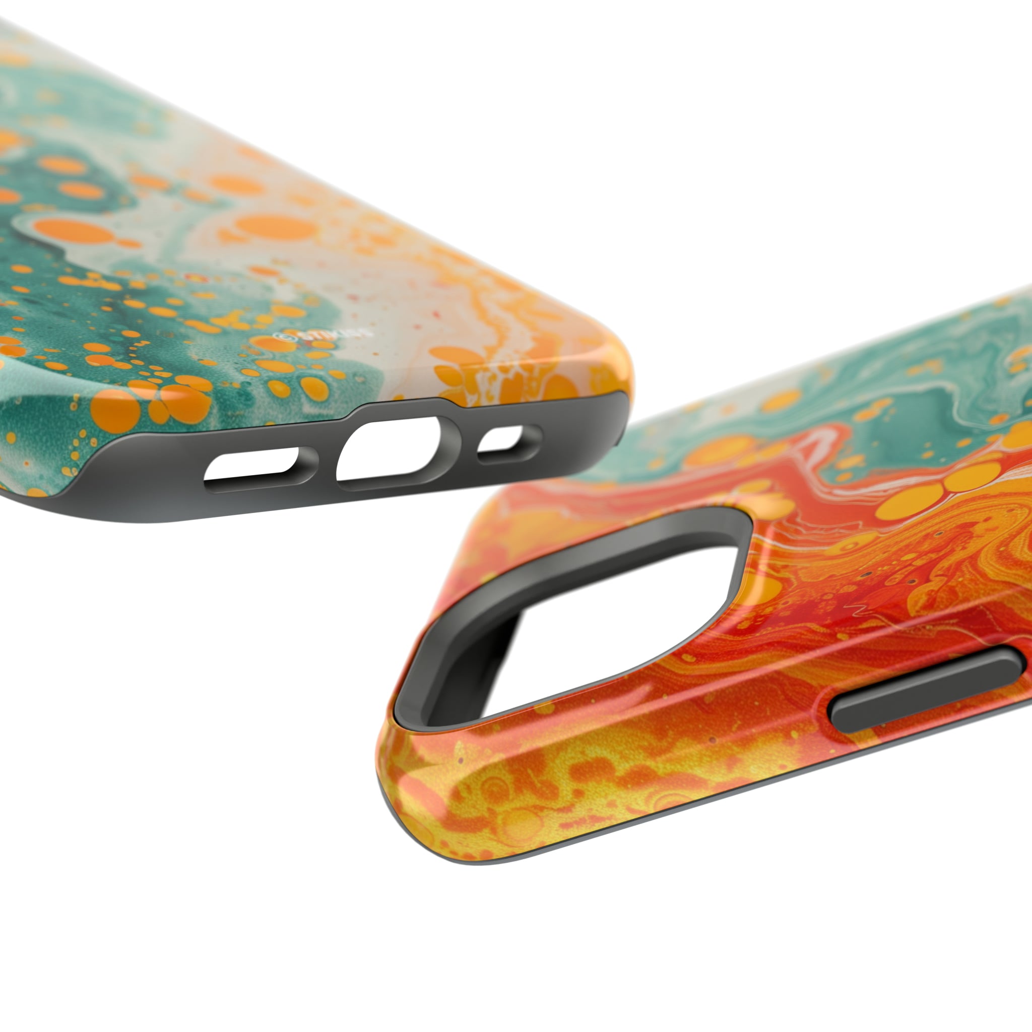 STIKISS™ Abstract Orange colored marble graphic iPhone MagSafe Tough Case