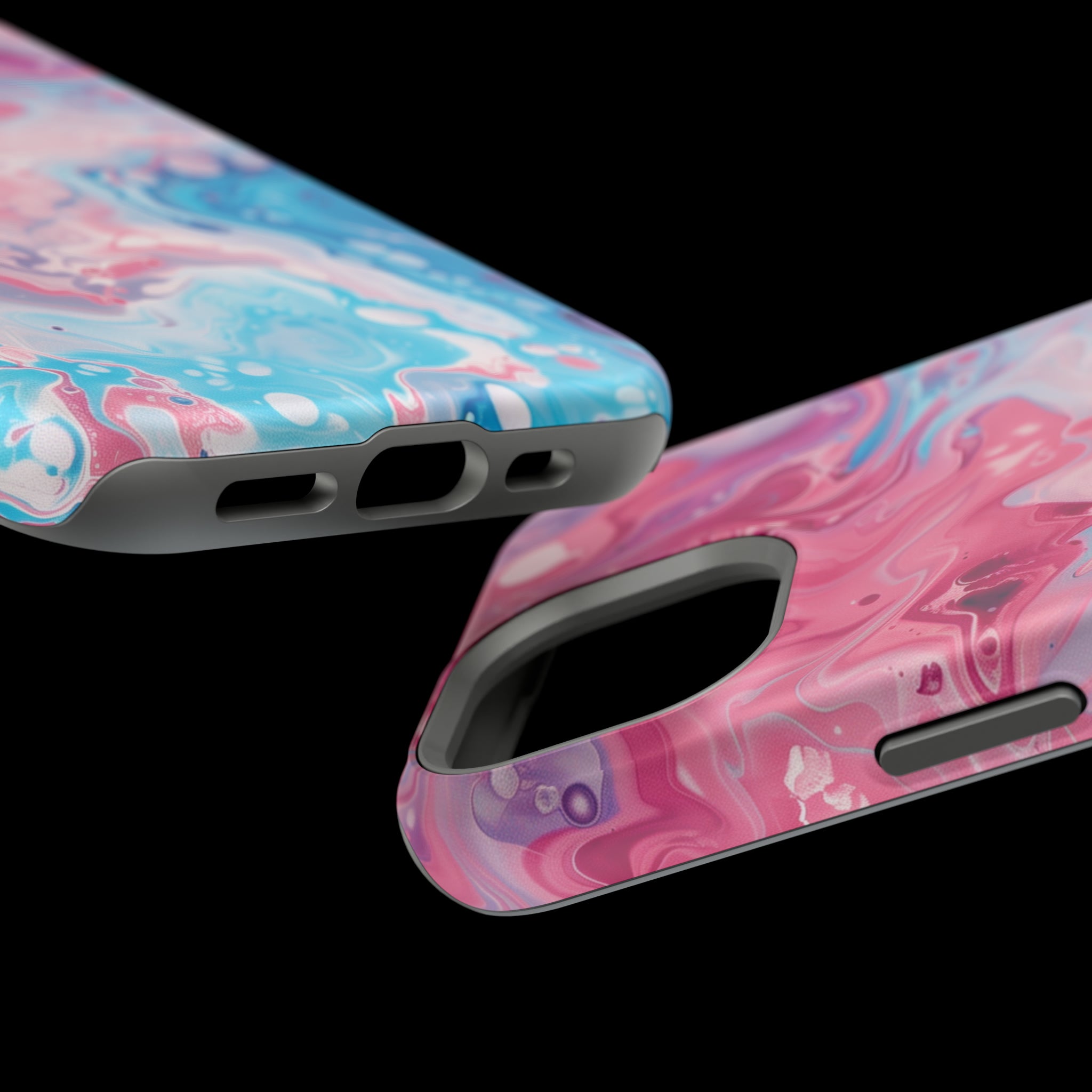 STIKISS™ Abstract Pink blue colored marble graphic iPhone MagSafe Tough Case