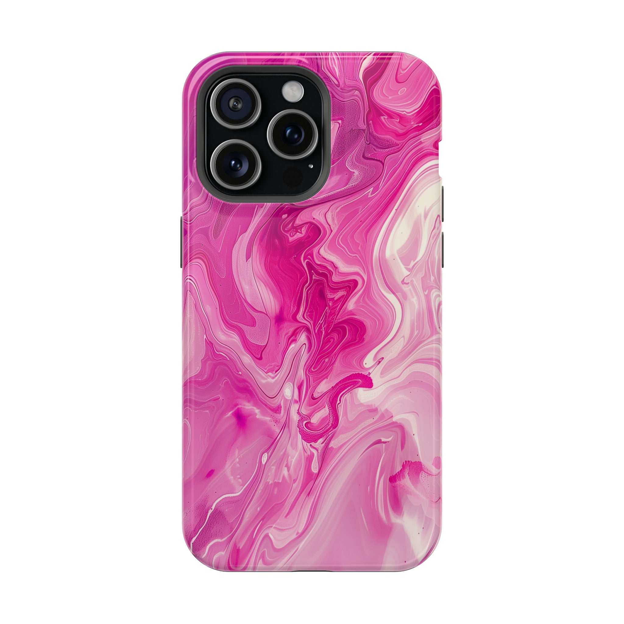 STIKISS™ Abstract Pink colored marble graphic iPhone MagSafe Tough Case