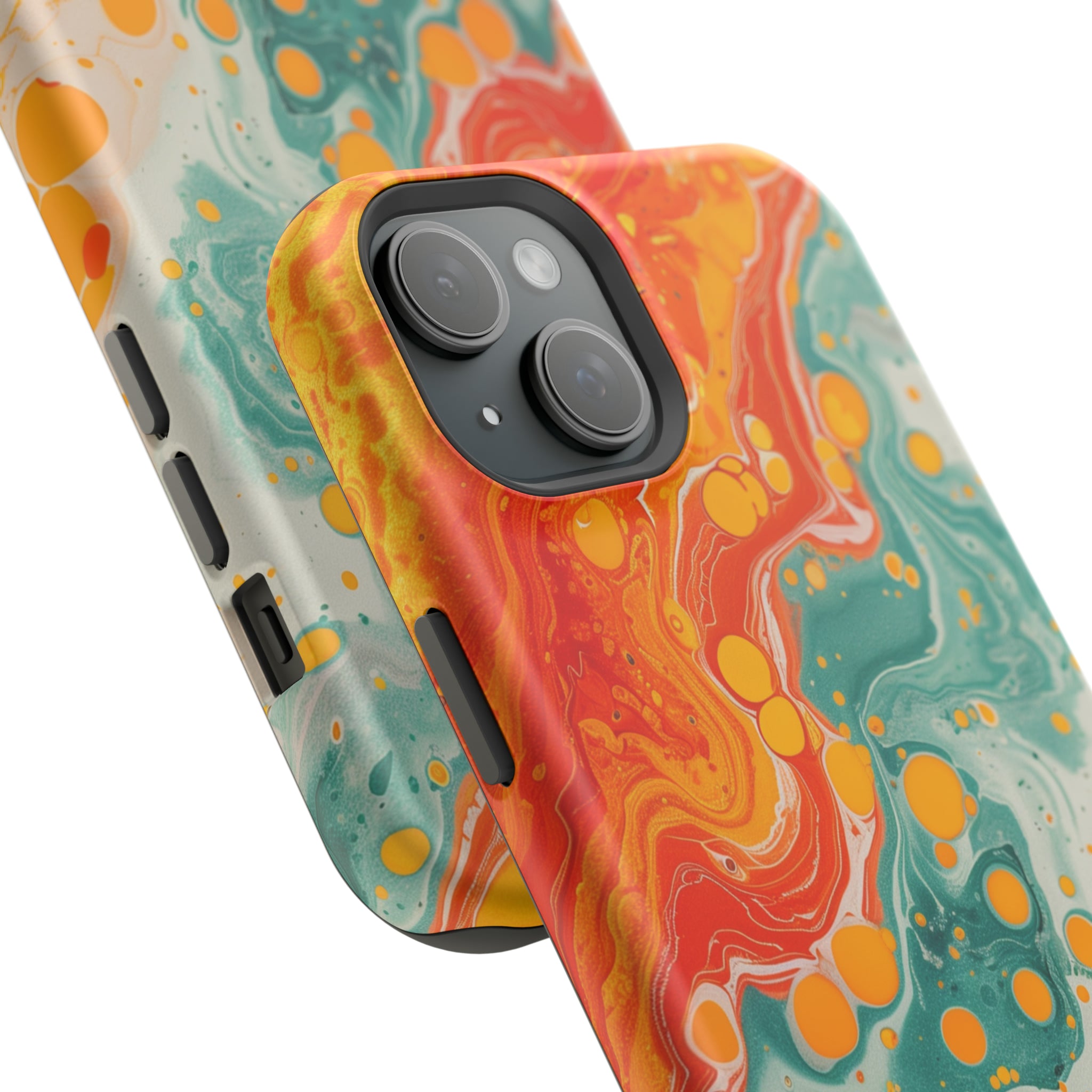 STIKISS™ Abstract Orange colored marble graphic iPhone MagSafe Tough Case