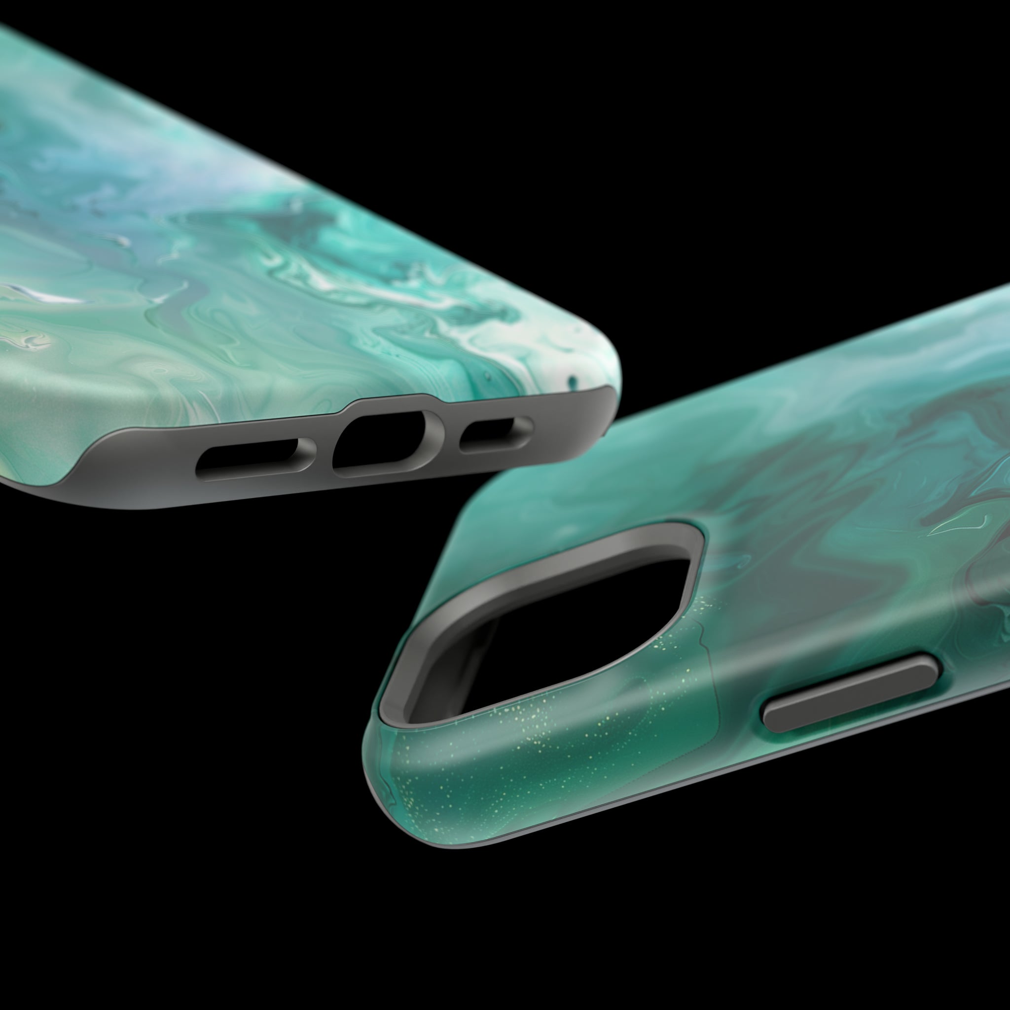 STIKISS™ Abstract Blue green colored marble graphic iPhone MagSafe Tough Case