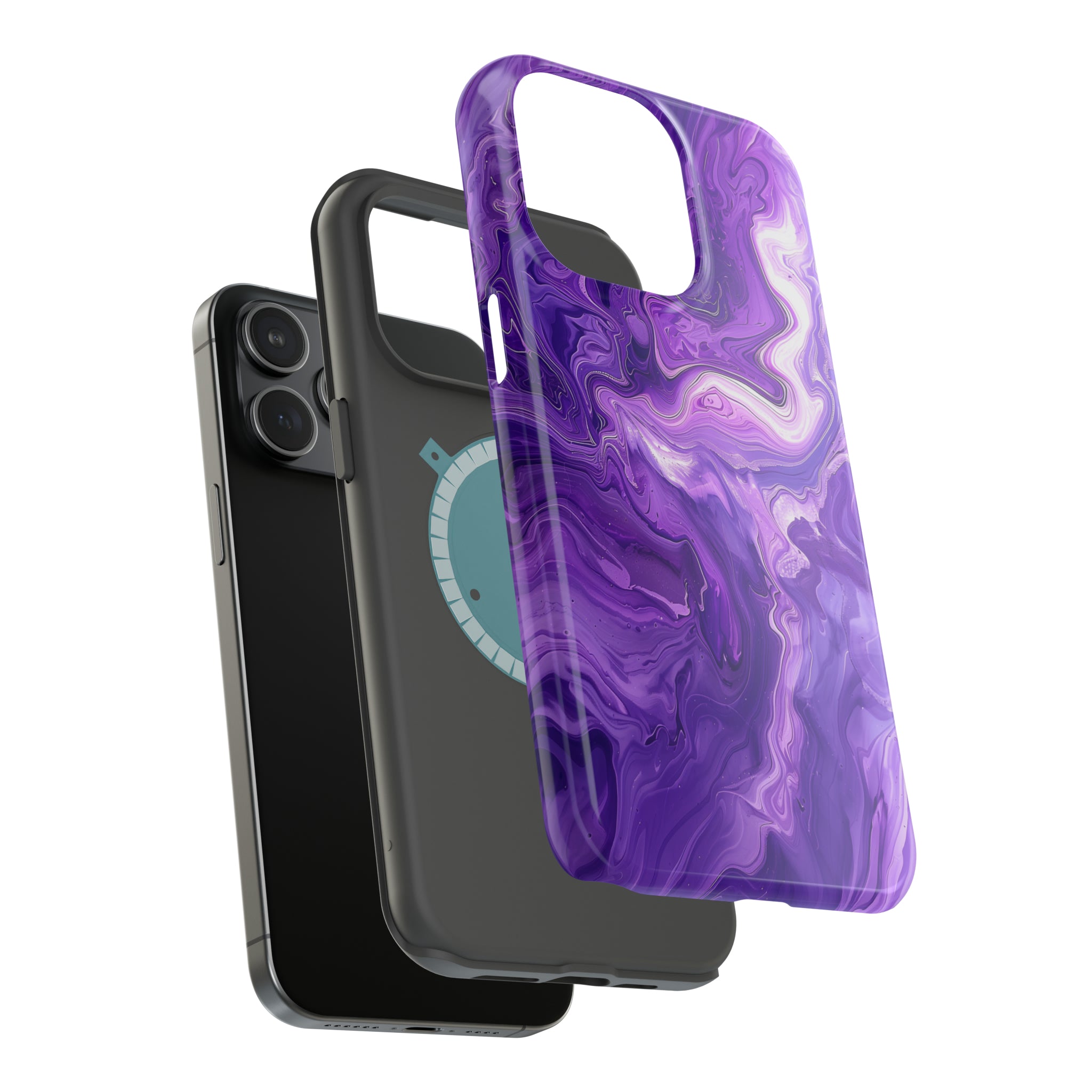 STIKISS™ Abstract Purple colored marble graphic iPhone MagSafe Tough Case