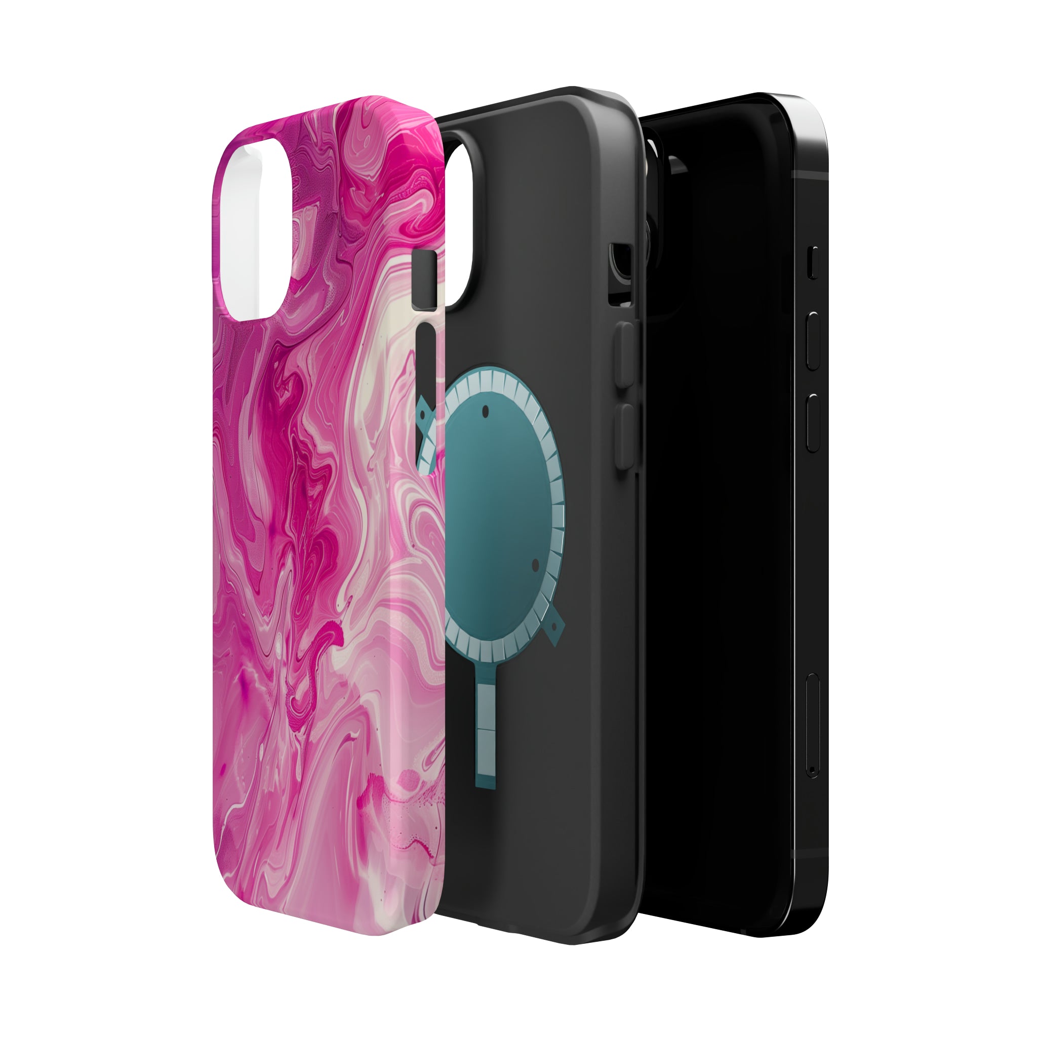 STIKISS™ Abstract Pink colored marble graphic iPhone MagSafe Tough Case