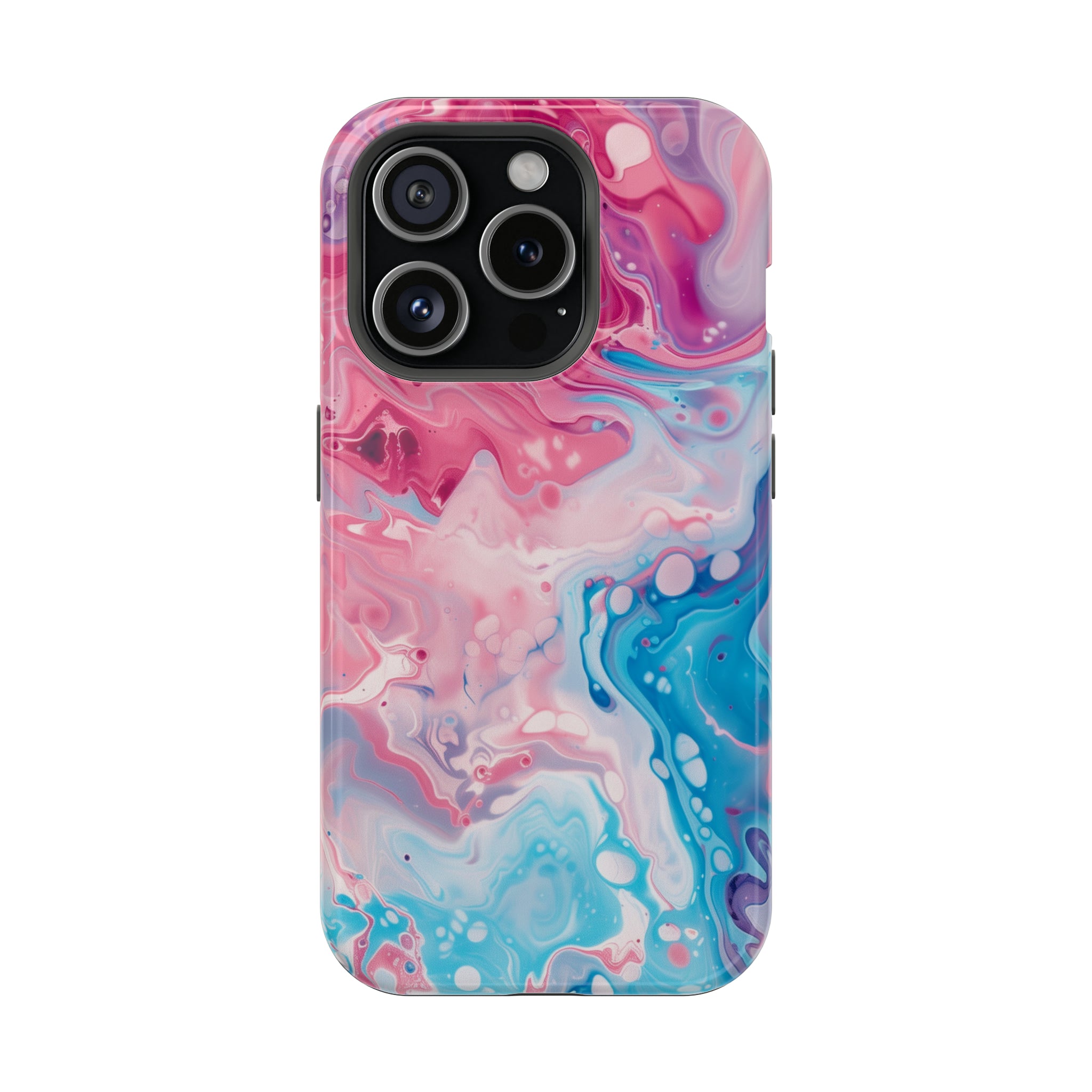 STIKISS™ Abstract Pink blue colored marble graphic iPhone MagSafe Tough Case