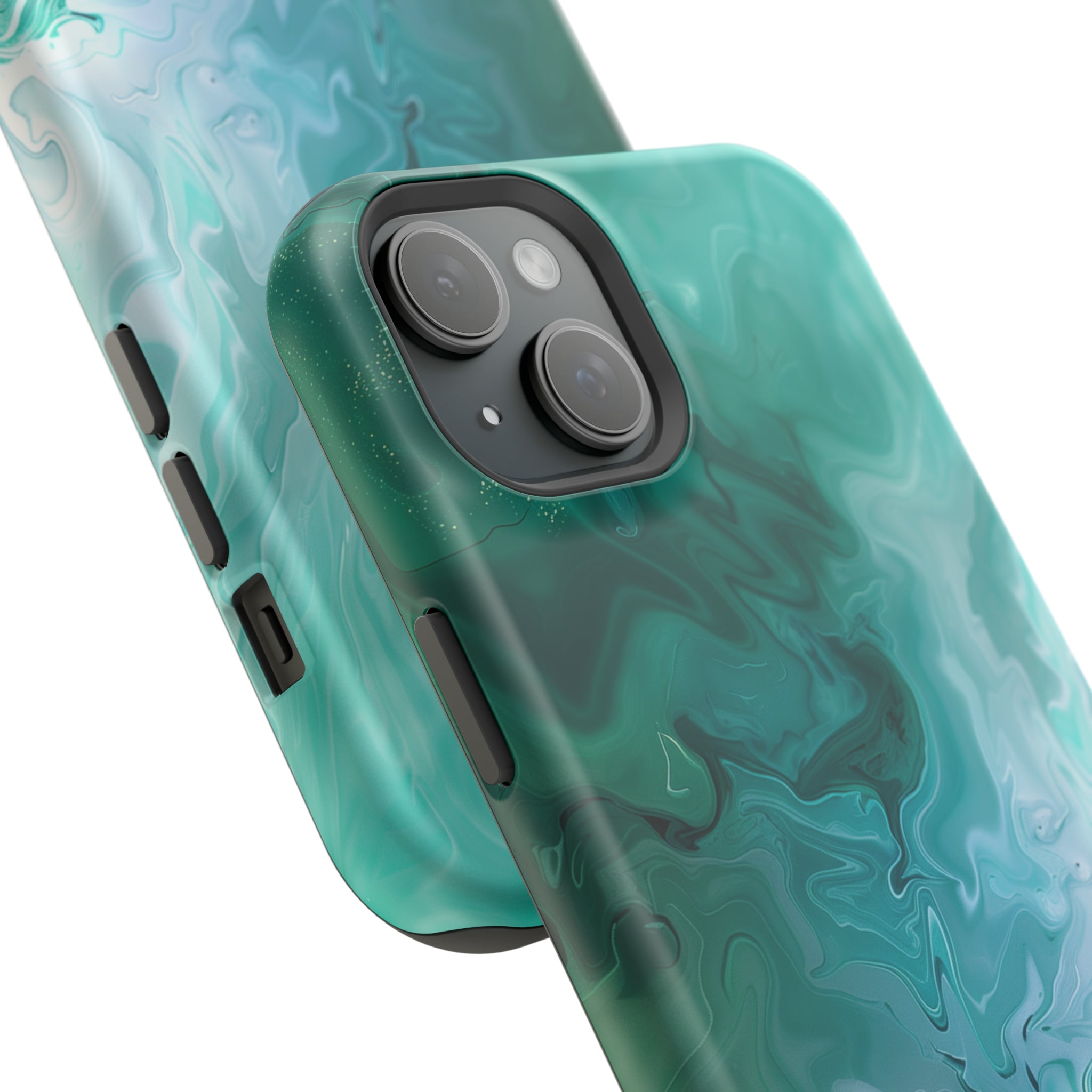 STIKISS™ Abstract Blue green colored marble graphic iPhone MagSafe Tough Case