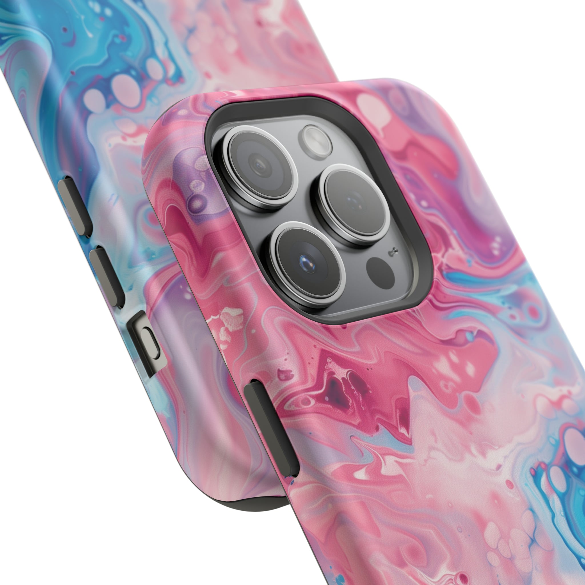 STIKISS™ Abstract Pink blue colored marble graphic iPhone MagSafe Tough Case