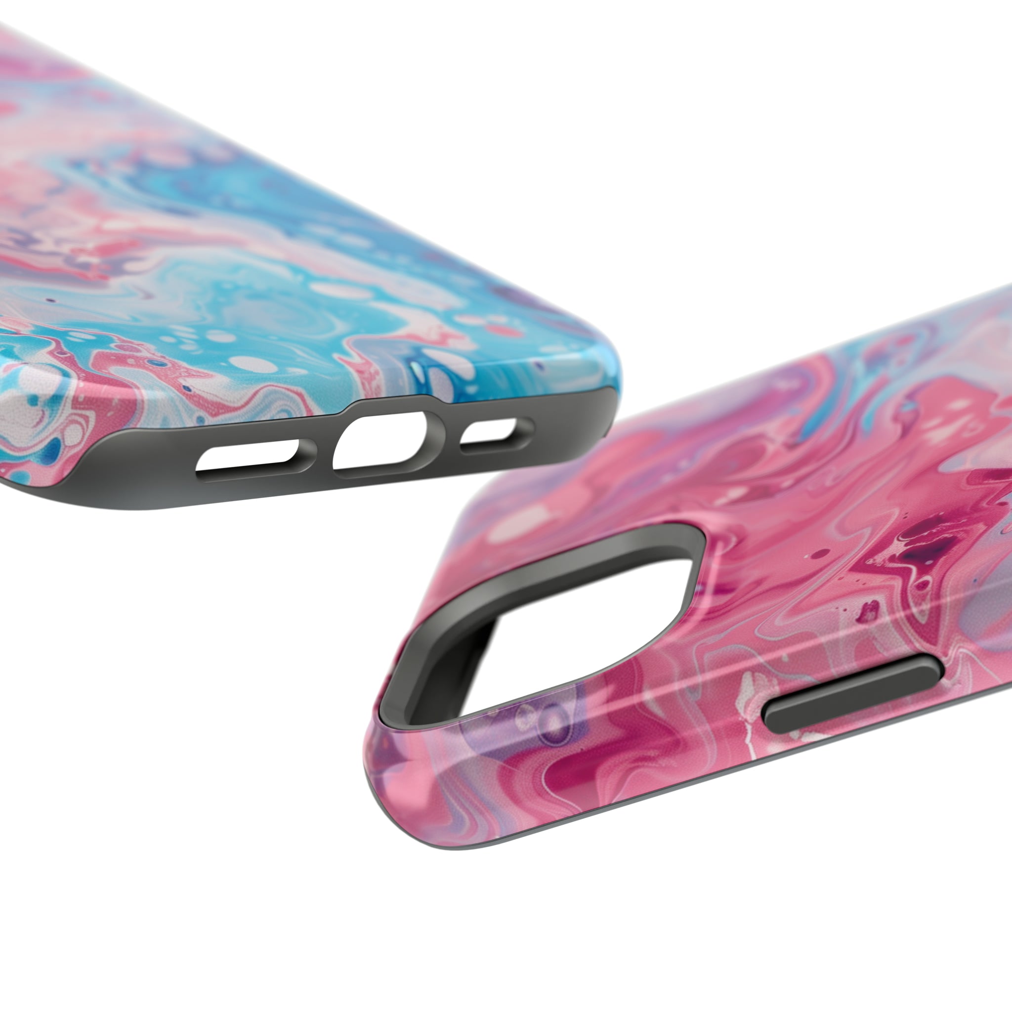 STIKISS™ Abstract Pink blue colored marble graphic iPhone MagSafe Tough Case