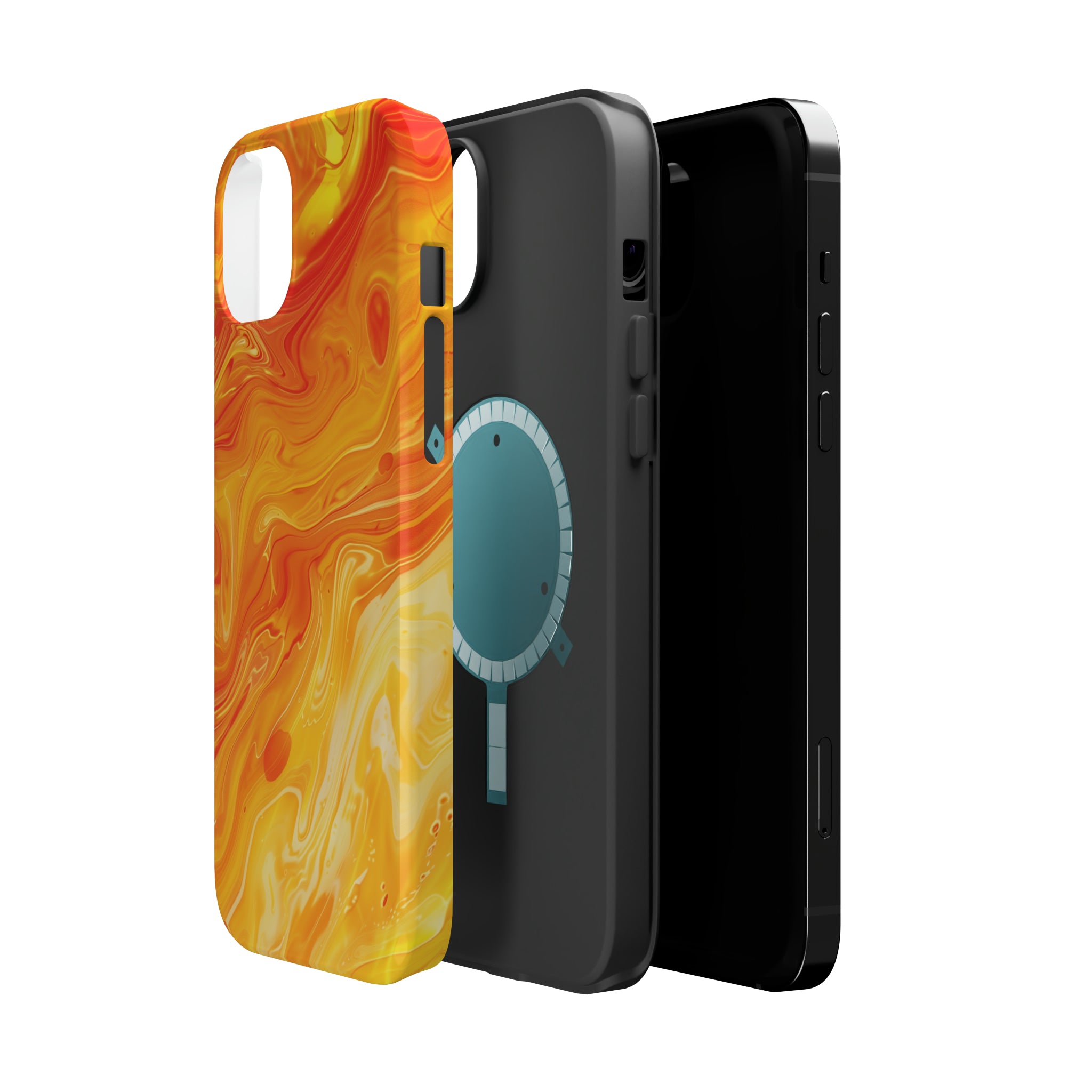 STIKISS™ Abstract Orange yellow colored marble graphic iPhone MagSafe Tough Case