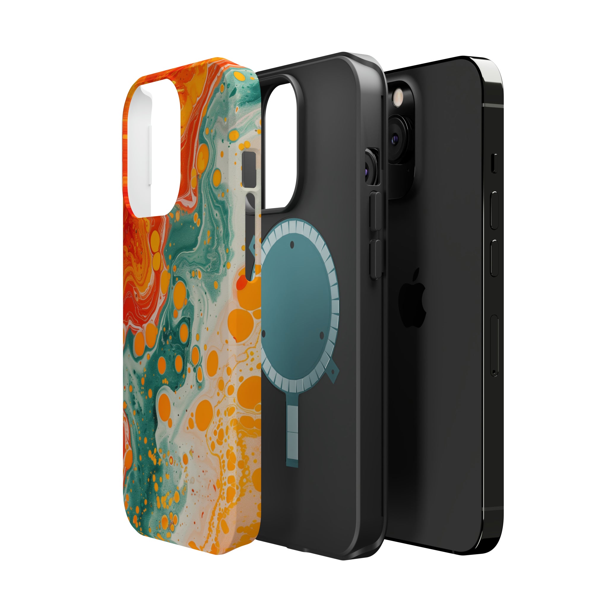 STIKISS™ Abstract Orange colored marble graphic iPhone MagSafe Tough Case