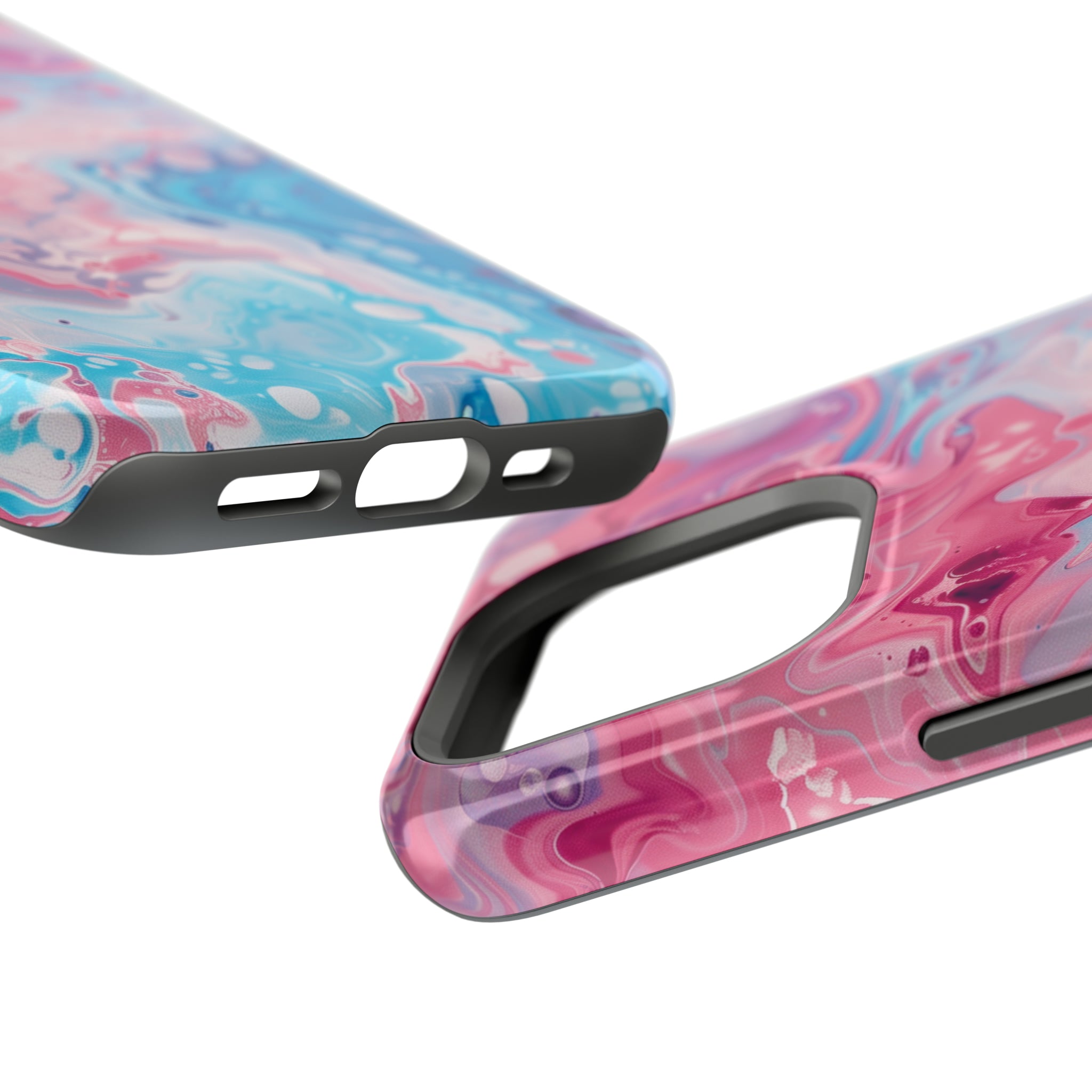 STIKISS™ Abstract Pink blue colored marble graphic iPhone MagSafe Tough Case