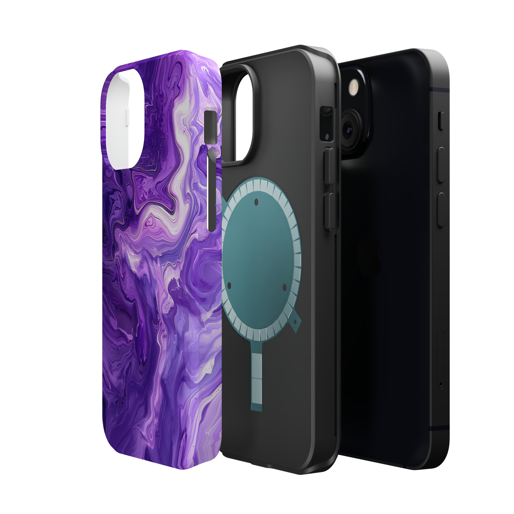 STIKISS™ Abstract Purple colored marble graphic iPhone MagSafe Tough Case