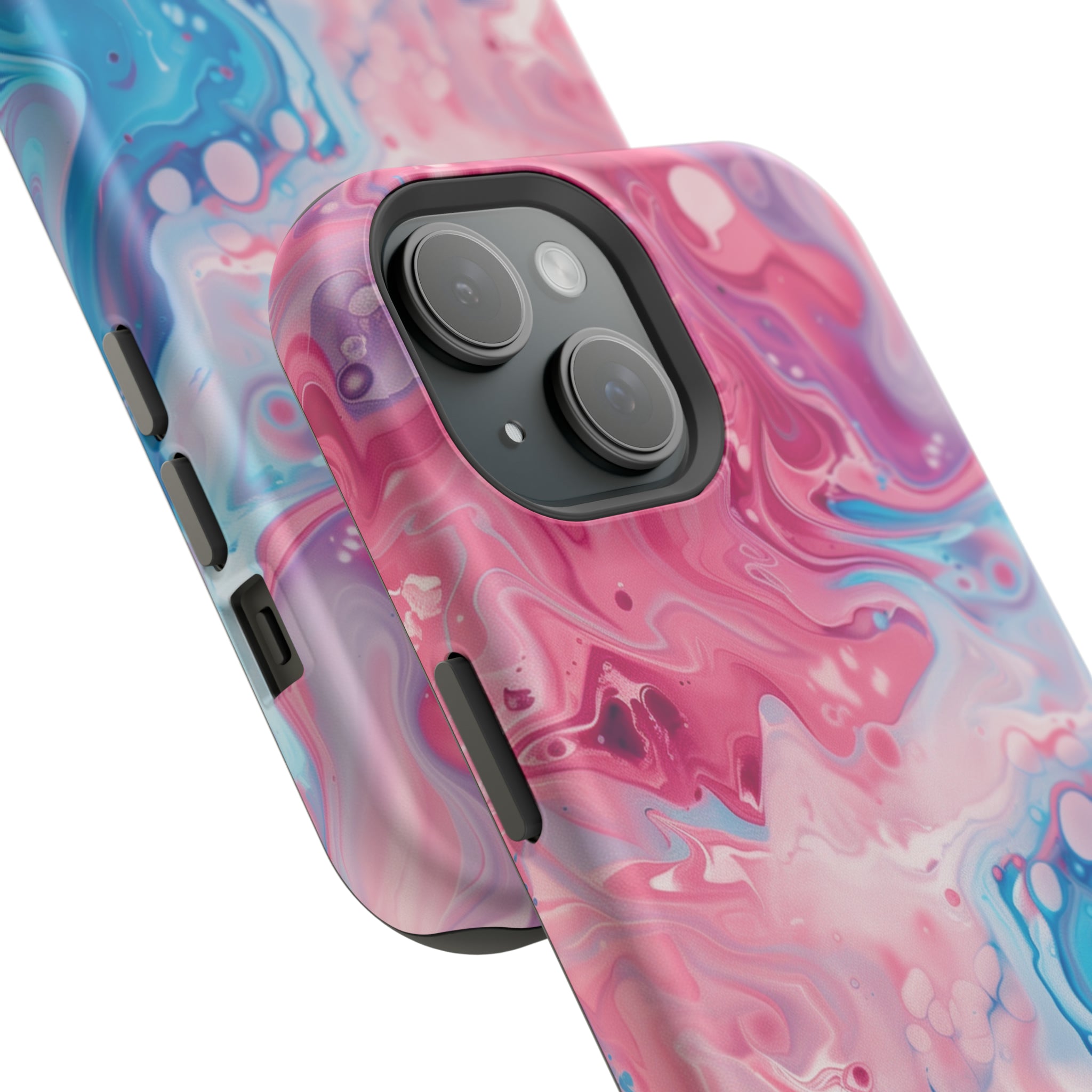 STIKISS™ Abstract Pink blue colored marble graphic iPhone MagSafe Tough Case