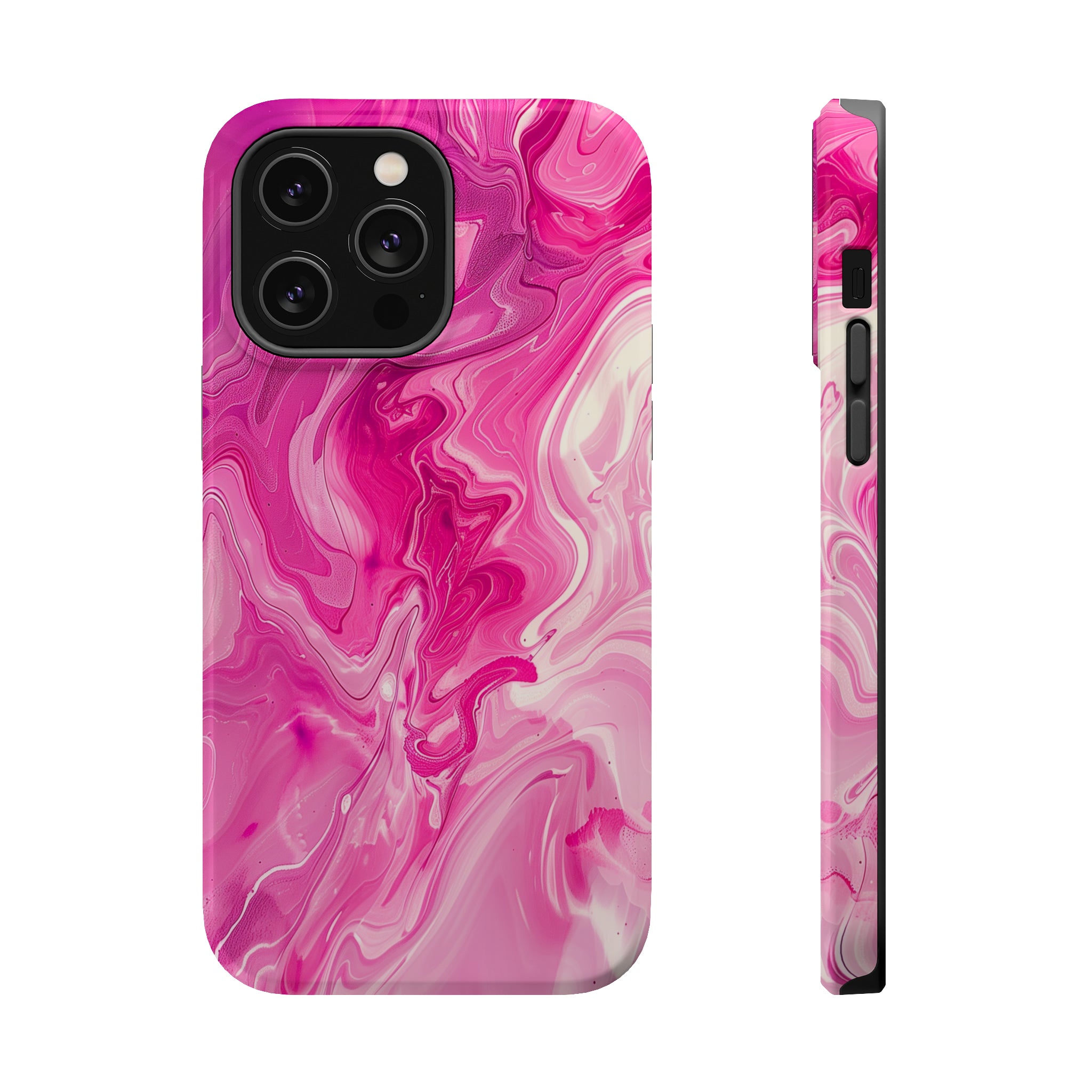 STIKISS™ Abstract Pink colored marble graphic iPhone MagSafe Tough Case