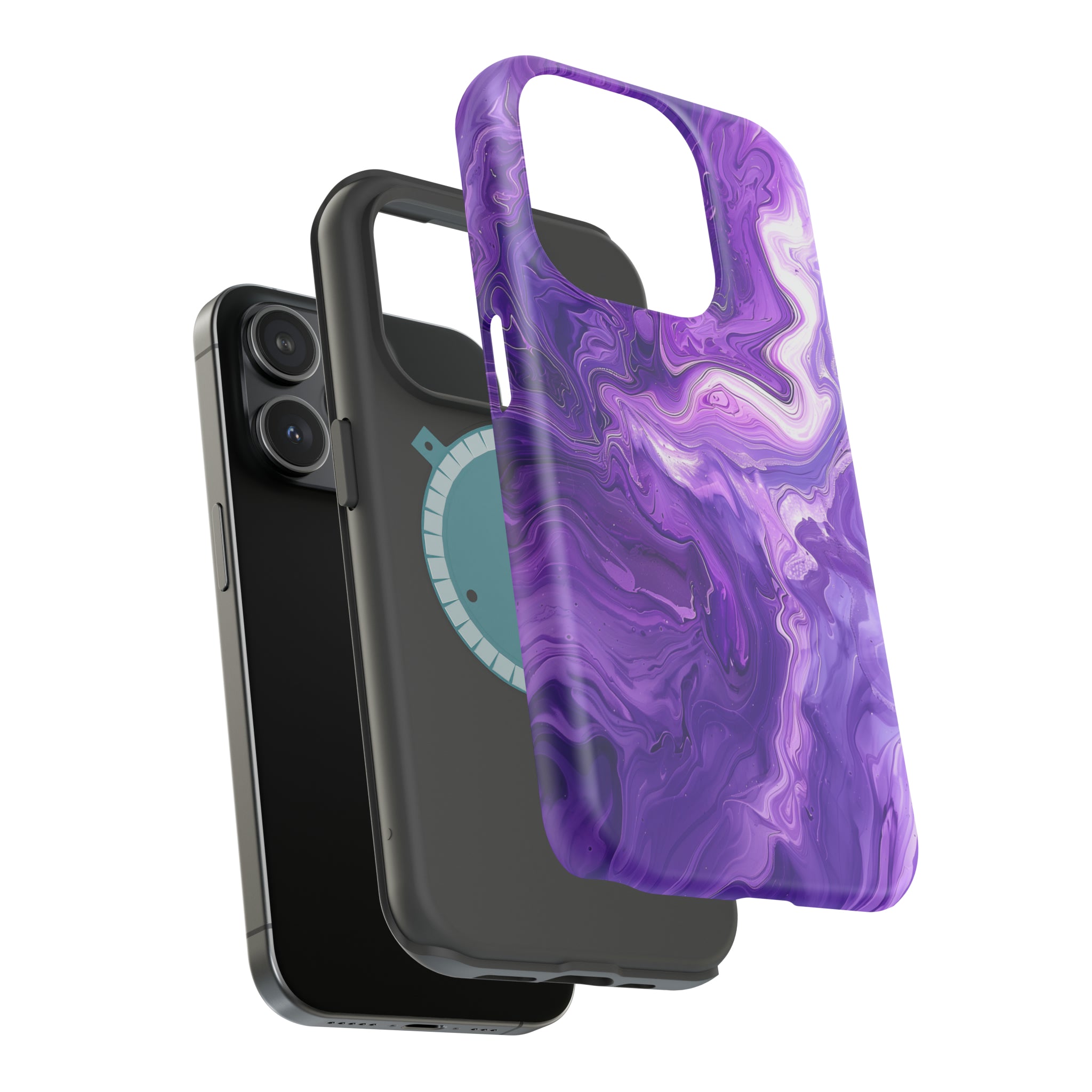 STIKISS™ Abstract Purple colored marble graphic iPhone MagSafe Tough Case