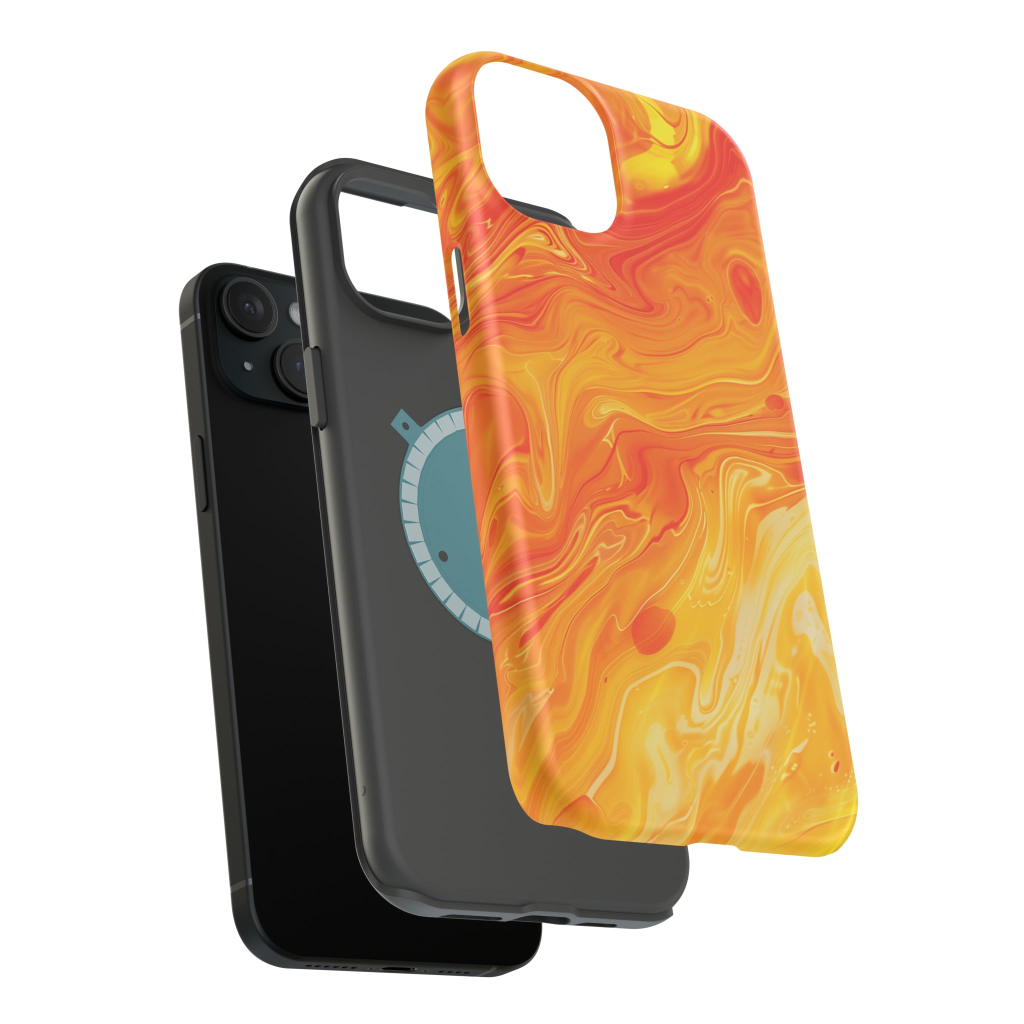 STIKISS™ Abstract Orange yellow colored marble graphic iPhone MagSafe Tough Case