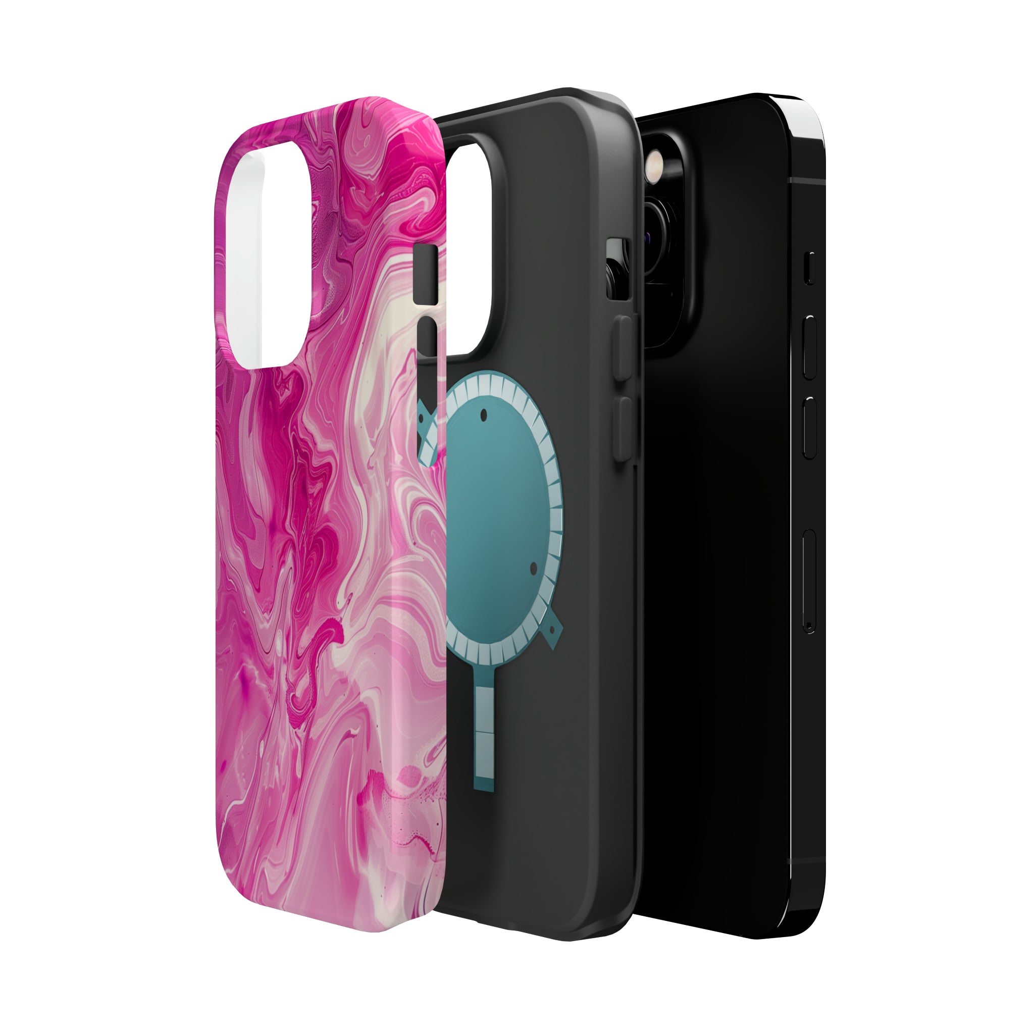 STIKISS™ Abstract Pink colored marble graphic iPhone MagSafe Tough Case