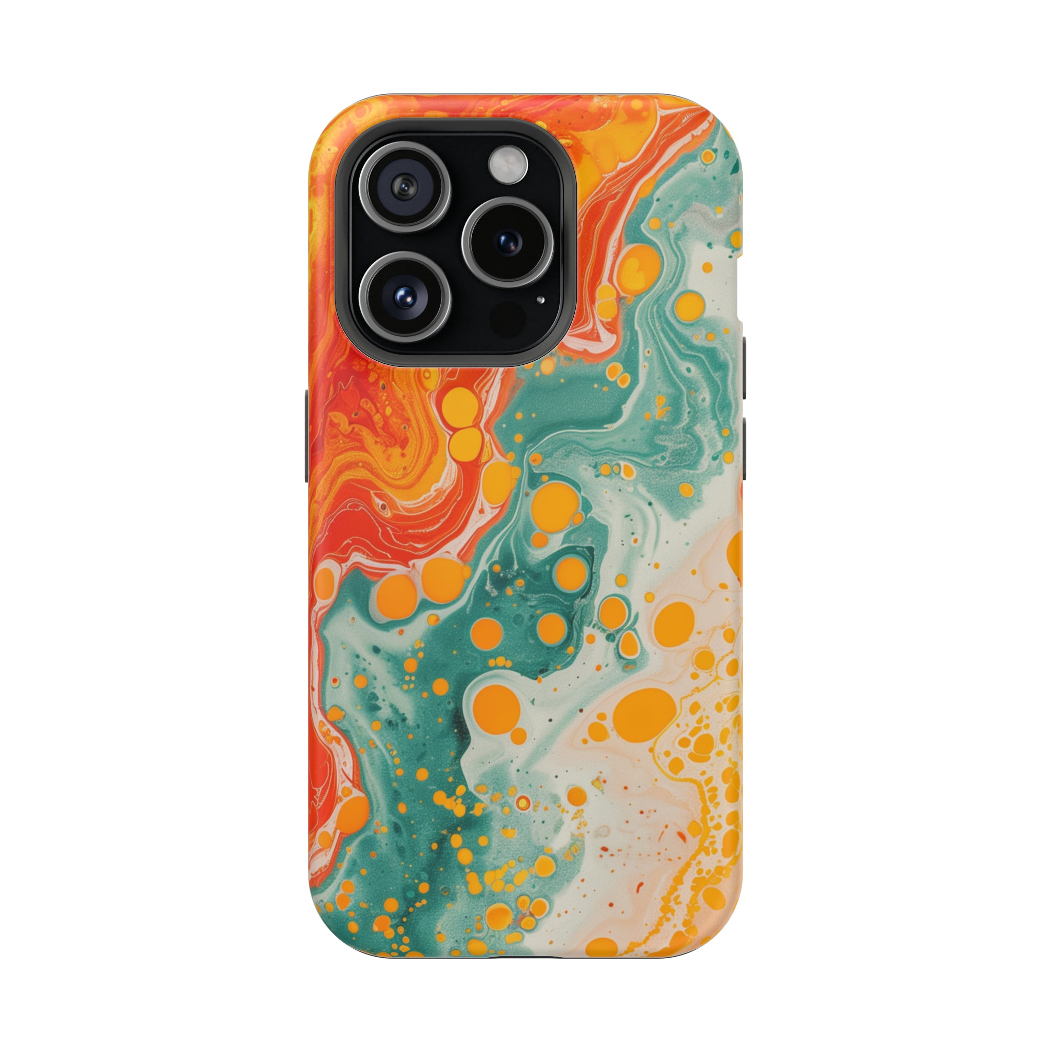 STIKISS™ Abstract Orange colored marble graphic iPhone MagSafe Tough Case