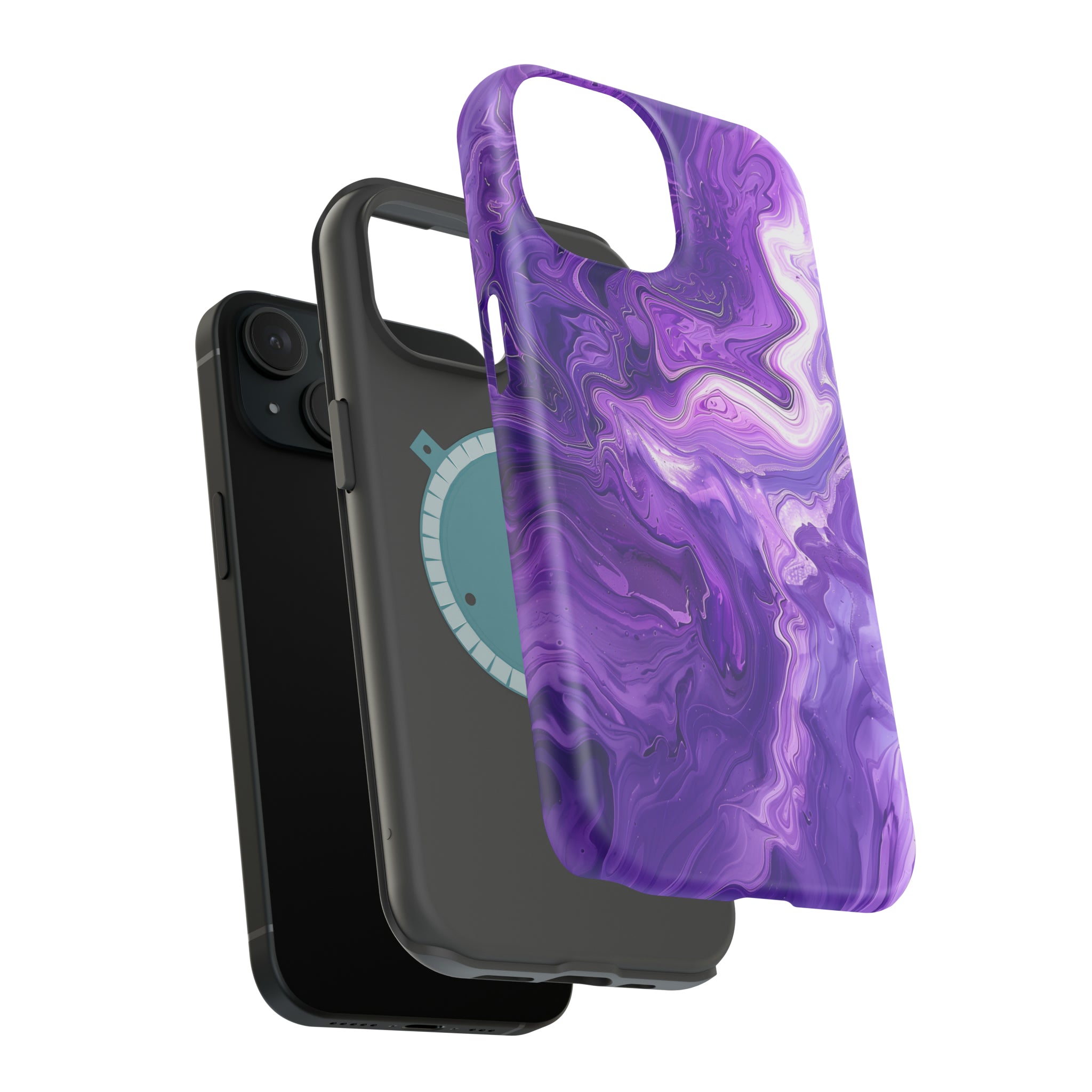 STIKISS™ Abstract Purple colored marble graphic iPhone MagSafe Tough Case