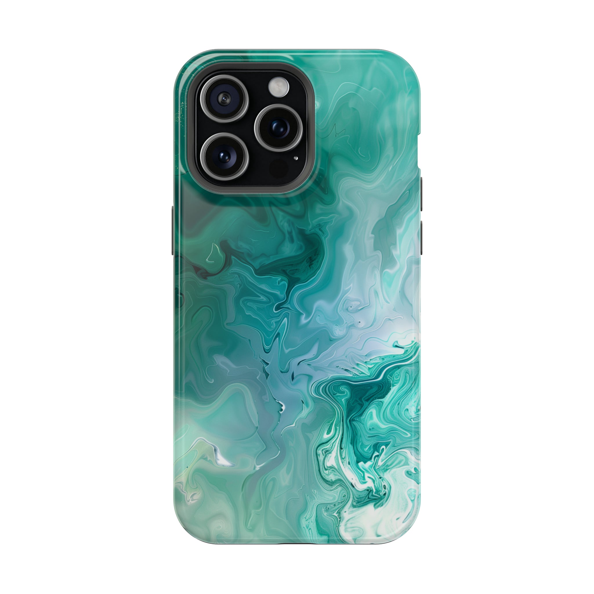 STIKISS™ Abstract Blue green colored marble graphic iPhone MagSafe Tough Case