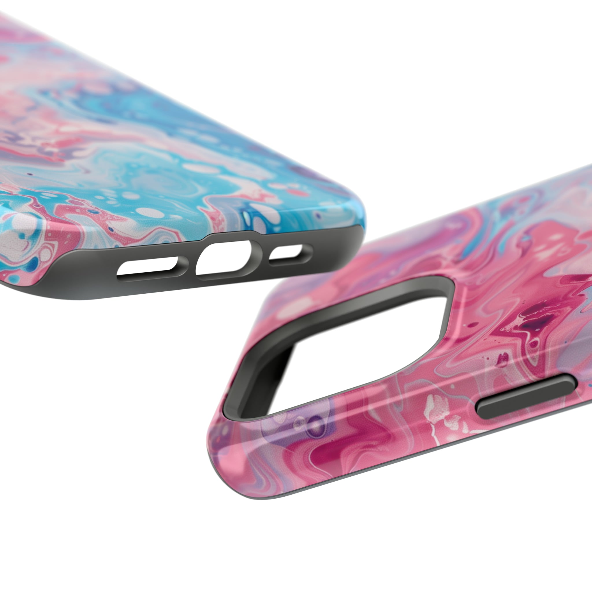 STIKISS™ Abstract Pink blue colored marble graphic iPhone MagSafe Tough Case