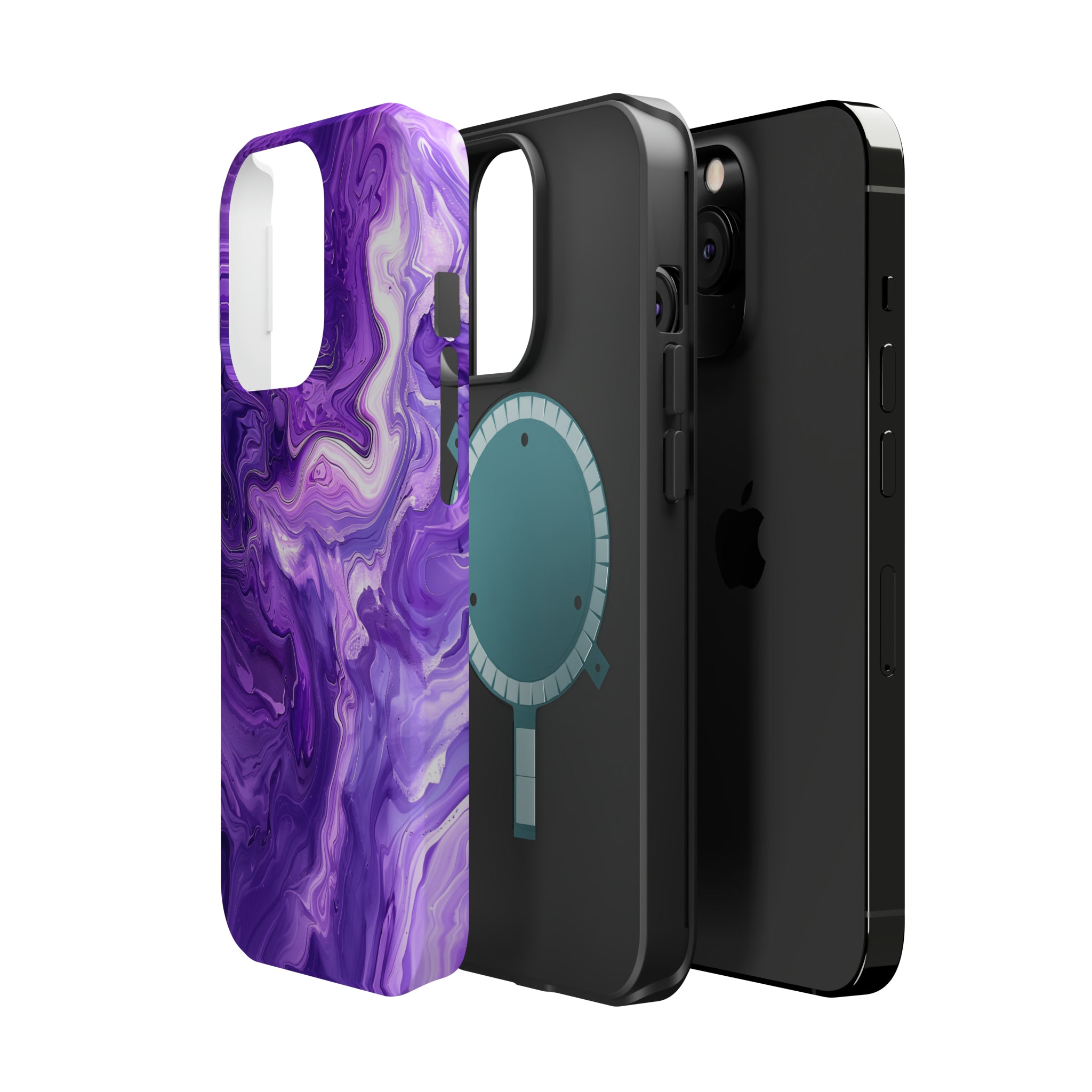 STIKISS™ Abstract Purple colored marble graphic iPhone MagSafe Tough Case